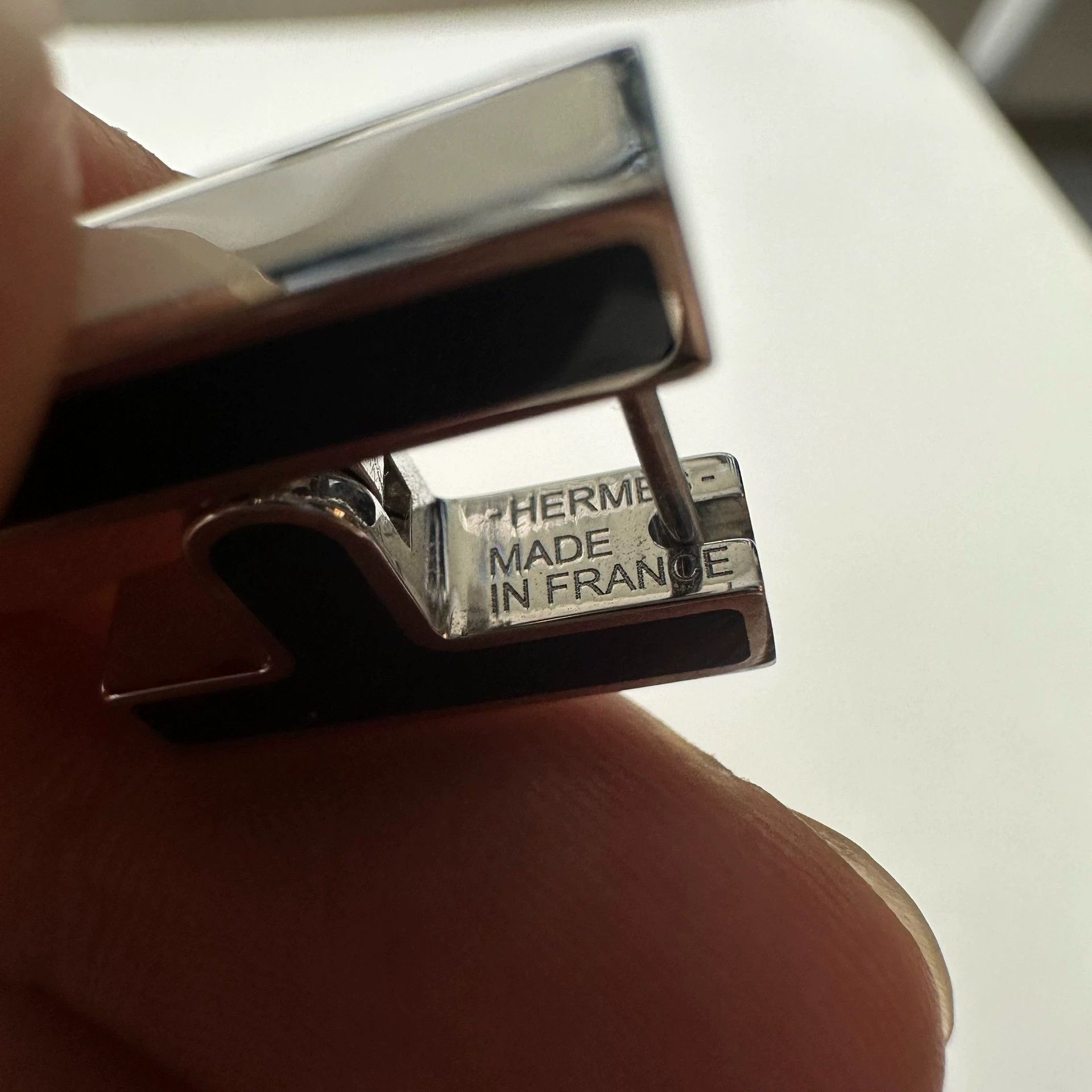 Hermes HERMES Geometric Metal Earrings Men's Black Size ONE SIZE - 4 Thumbnail