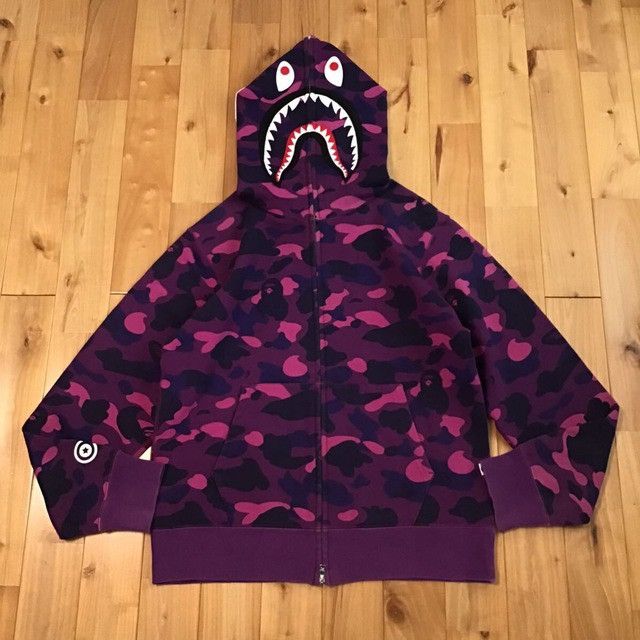 Bape Pullover Hoodie Bape shark WGM purple camo Grailed