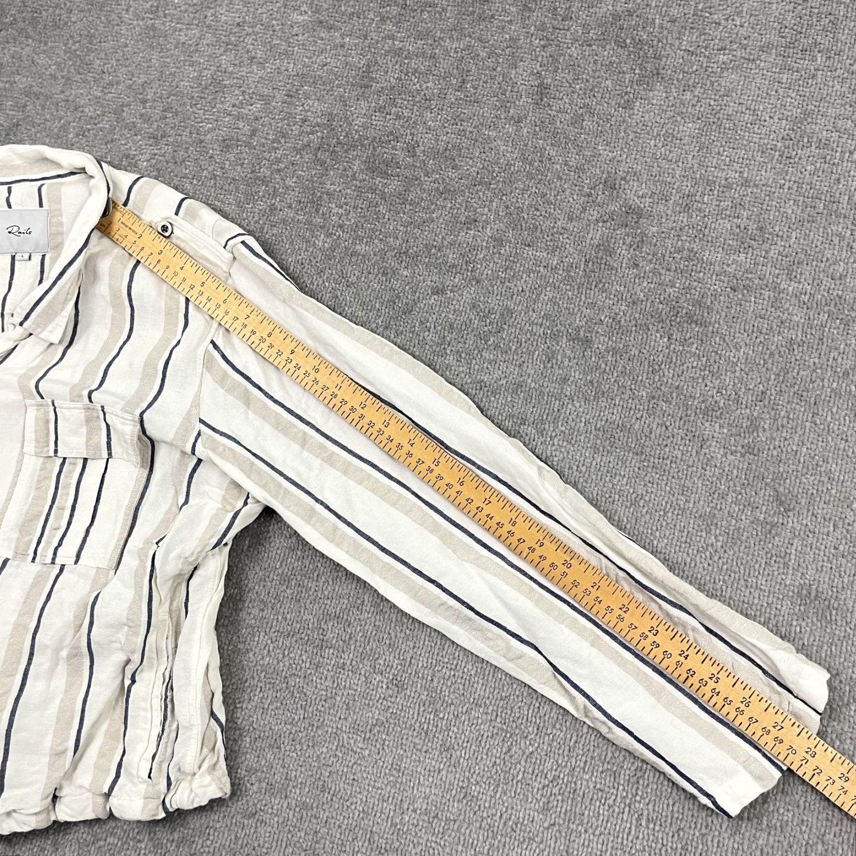 Rails Rails Rowen Shirt Womens Large Coco Stripe White Blue Linen Lightweight Jacket Shirt Size L / US 10 / IT 46 - 6 Thumbnail