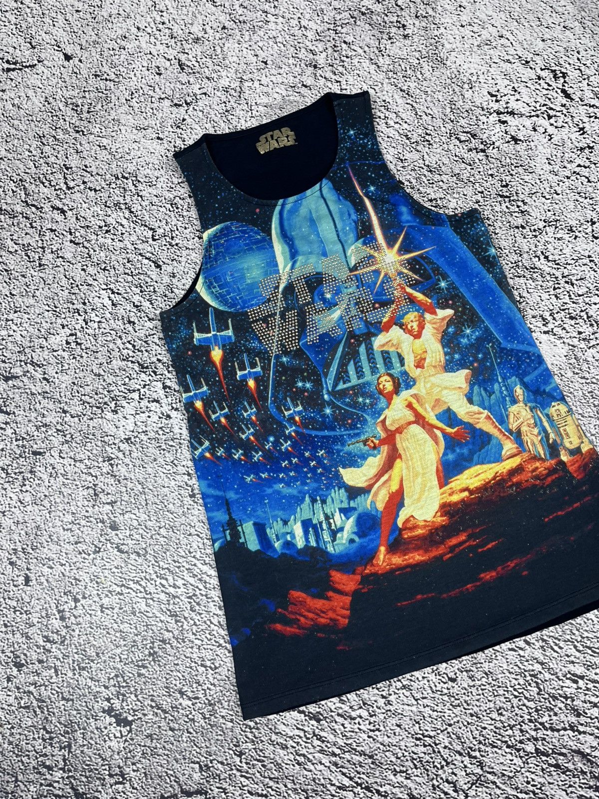 Star Wars Vintage Star Wars Printed Rhinestones Logo Tank Top Size M / US 6-8 / IT 42-44 - 2 Thumbnail