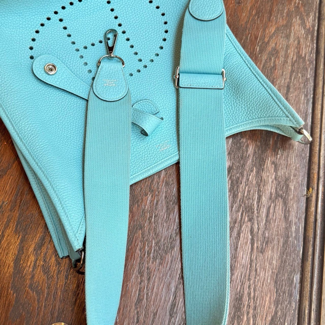 Hermes Hermès 2015 Bleu Atoll Clemence Evelyne III Crossbody Bag Size ONE SIZE - 16 Thumbnail
