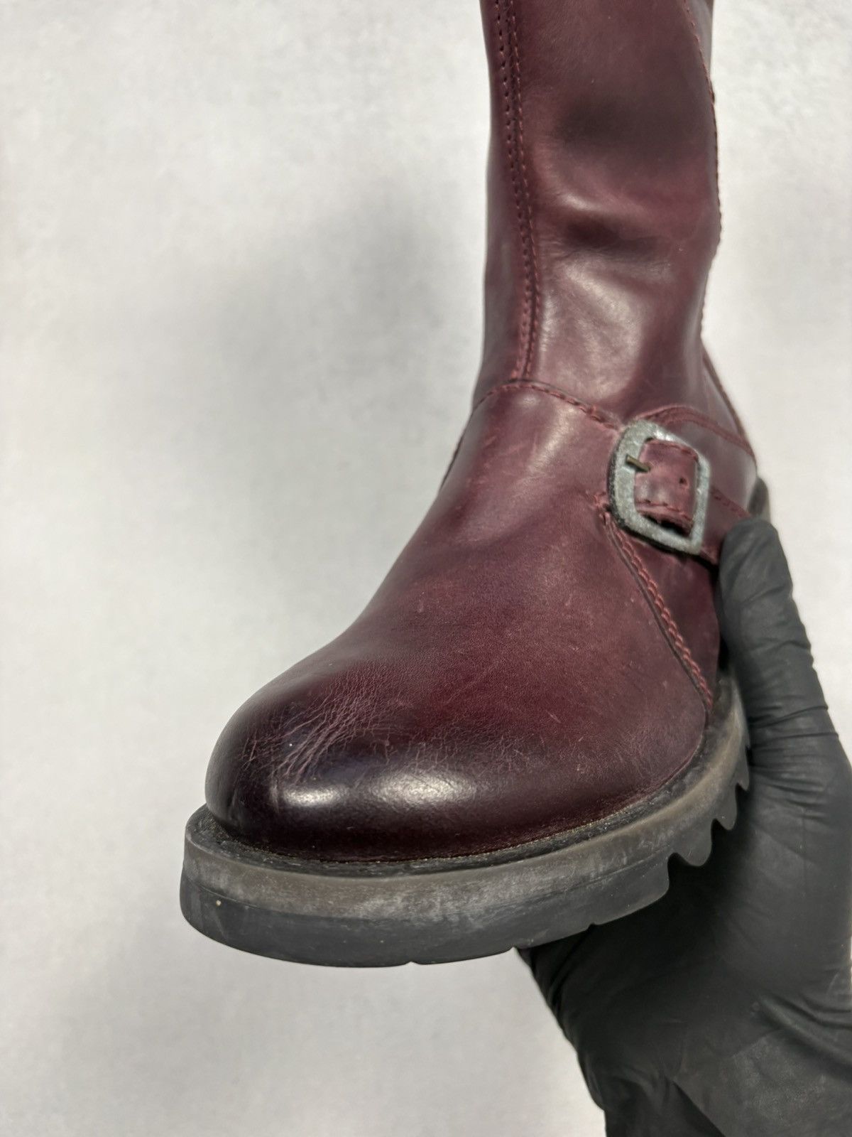 Fly London Fly London Mes II Leather Buckle Boots Burgundy Mid Calf 37 Size US 7 / IT 37 - 21 Thumbnail