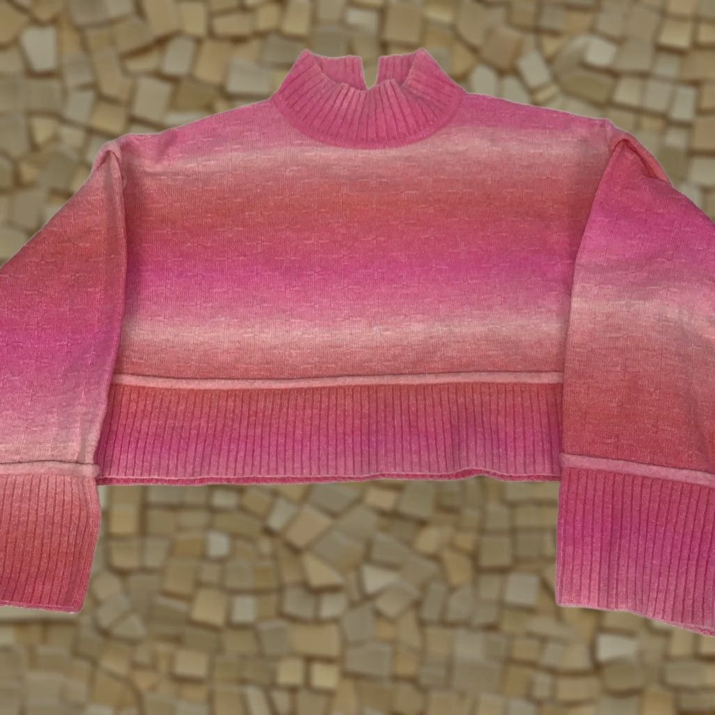 Anthropologie Anthropologie Pilcro Sweater S Pink Mock Neck Cropped Boho Hippie Gradient Ombre Womens Size S / US 4 / IT 40 - 1 Thumbnail
