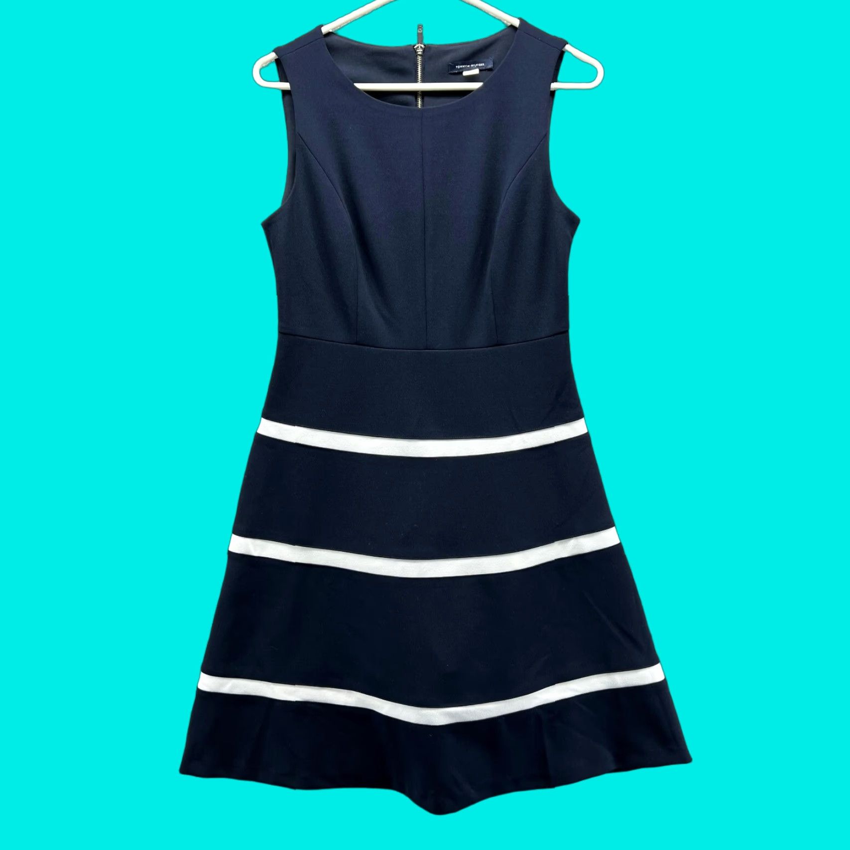 Tommy Hilfiger Tommy Hilfiger Dress Women 4 Ladies Blue Navy A-Line Sleeveless Knit Polyester Short Dress Women's 4 Size S / US 4 / IT 40 - 1 Thumbnail
