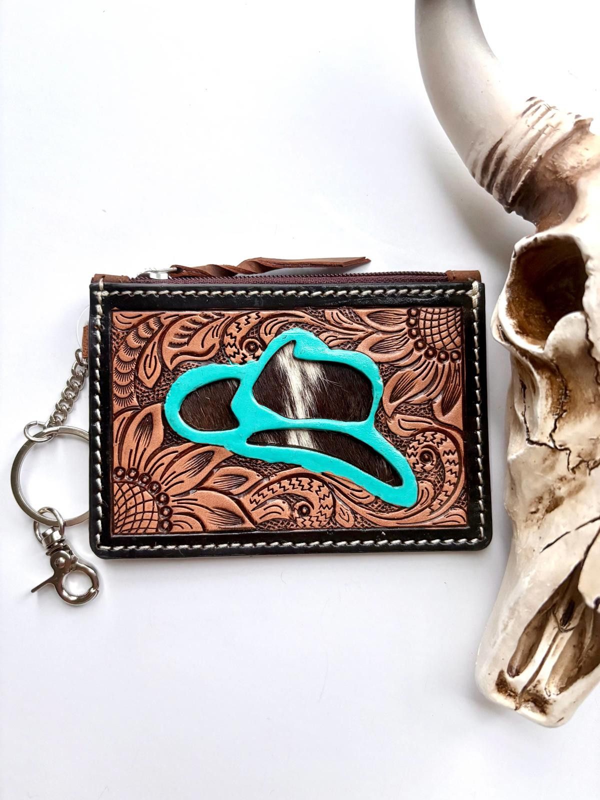 Other Tooled Leather Keychain Wallet Thunderbird Longhorn Bow Hat Size ONE SIZE - 8 Thumbnail