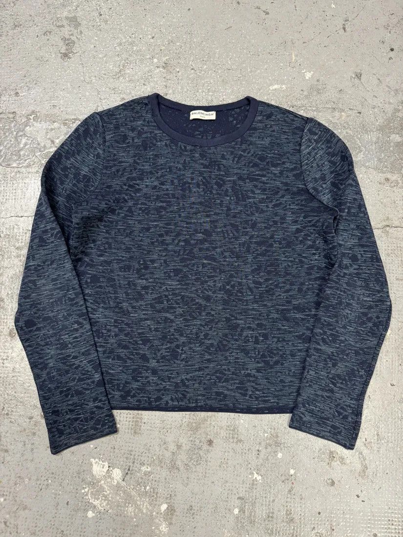 Balenciaga × Vintage SS2013 Balenciaga Navy Textured Sweater by Nicolas Ghesquiere Size US S / EU 44-46 / 1 - 3 Thumbnail