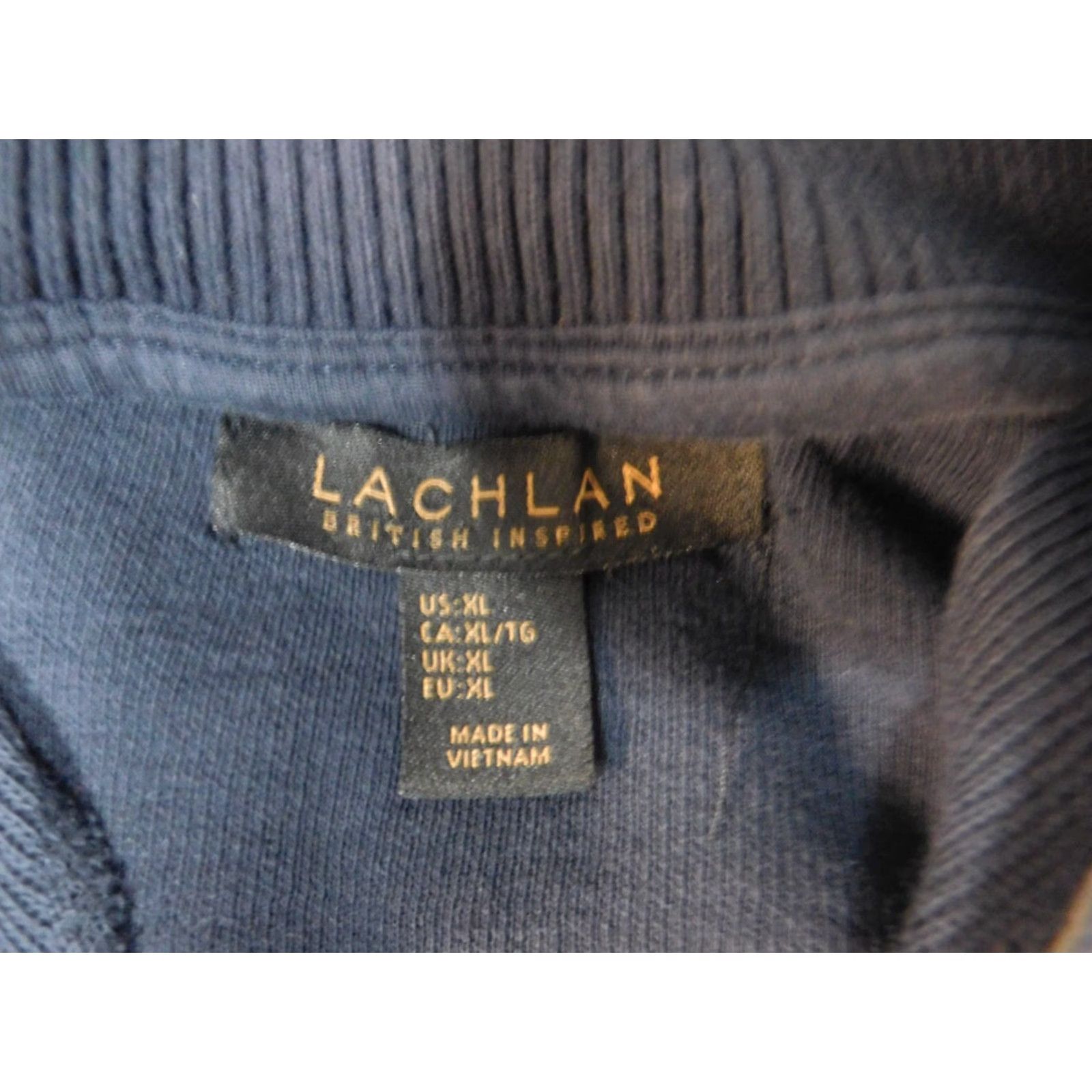 Vintage Lachlan Mens Sweater XL Blue Crew Neck Pullover Cable-Knit Stretch Quilted Long Sleeve Regular Knit Cotton 1/4 Zip Fall Walking Size US XL / EU 56 / 4 - 6 Thumbnail