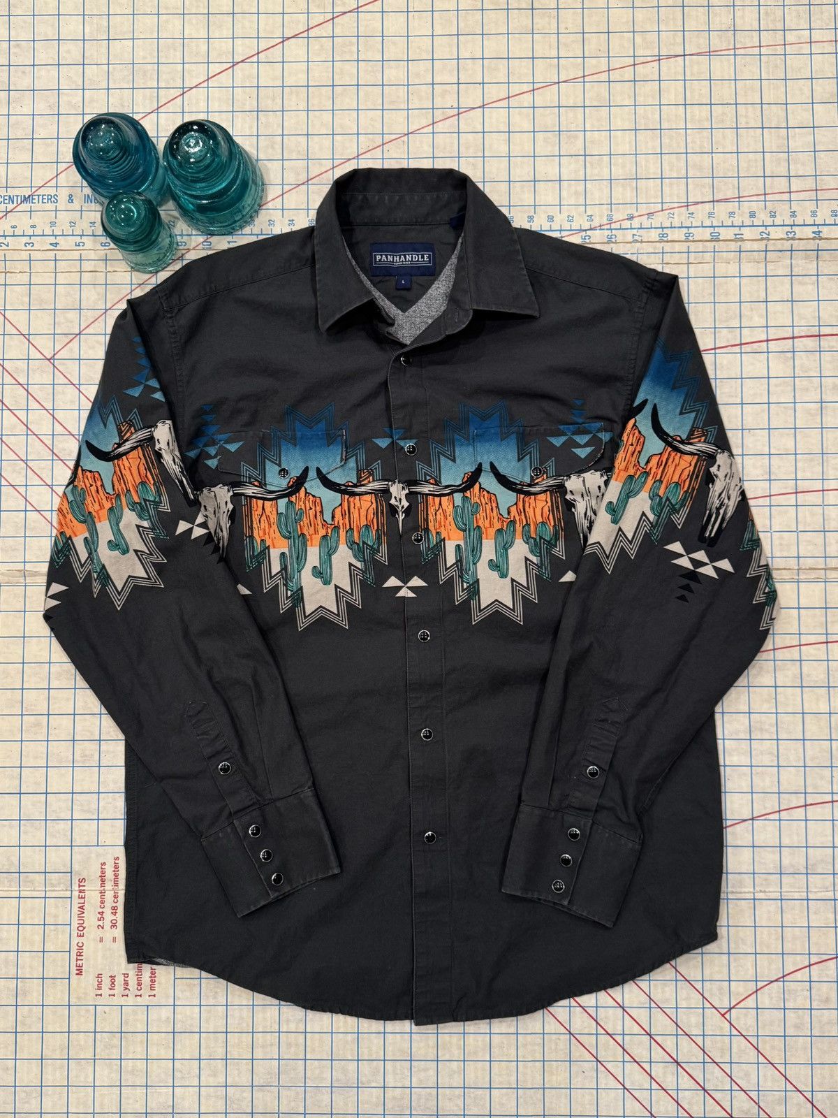 Panhandle Slim Panhandle Mens Navajo Skull Print Pearl Snap Western Shirt L Size US L / EU 52-54 / 3 - 3 Thumbnail