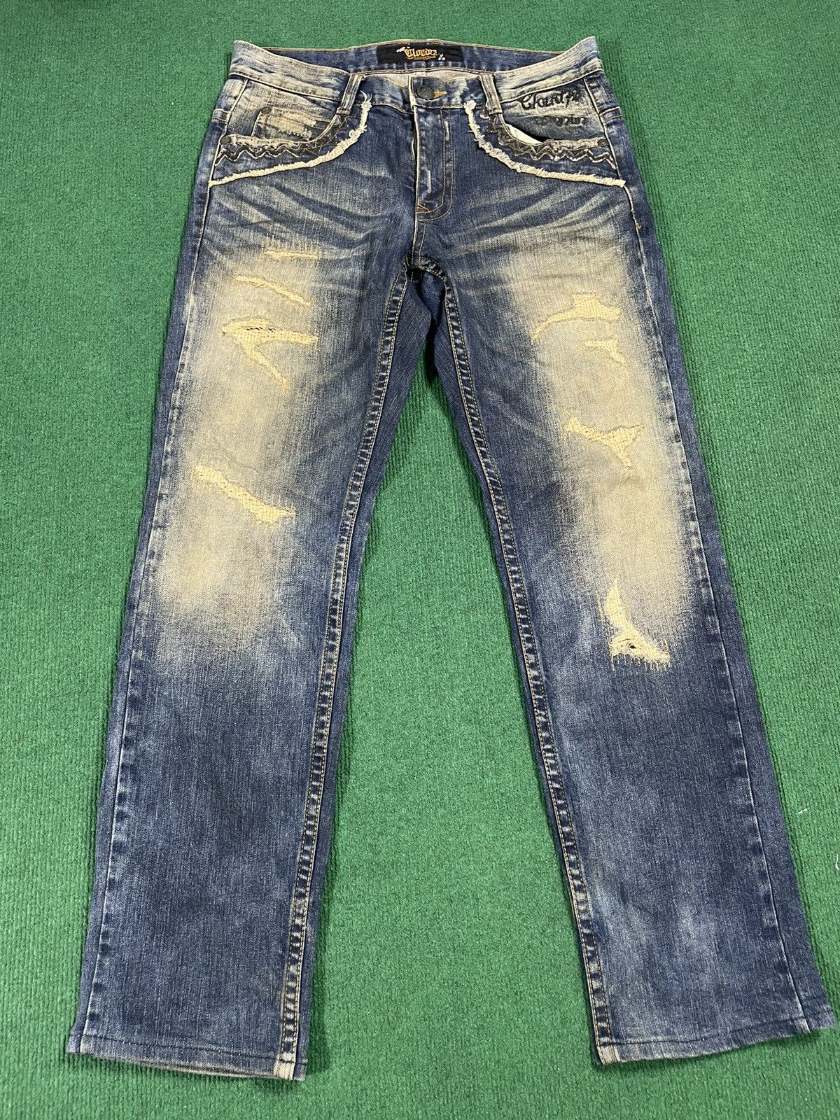 If Six Was Nine Distressed Cloud 72 Arts Jeans Size US 34 / EU 50 - 2 Thumbnail