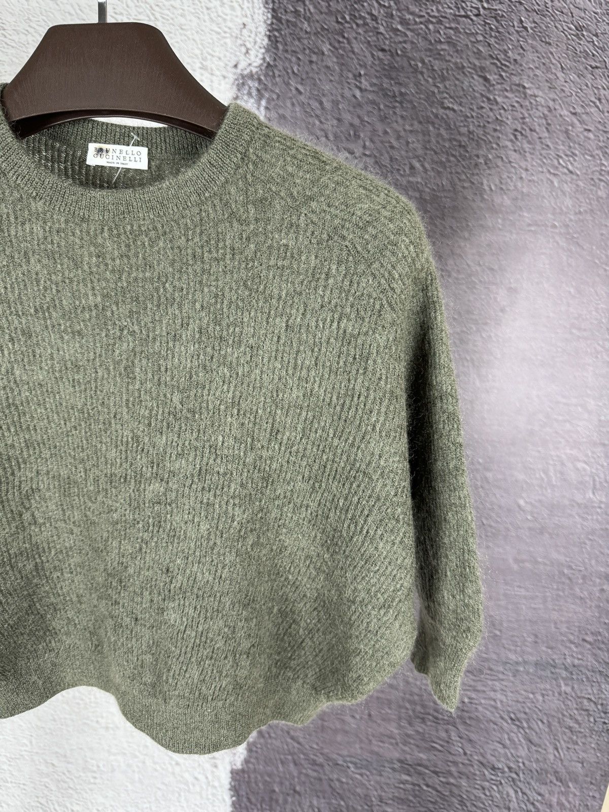 Brunello Cucinelli Brunello Cucinelli mohair wool khaki cropped sweater Size S / US 4 / IT 40 - 5 Thumbnail