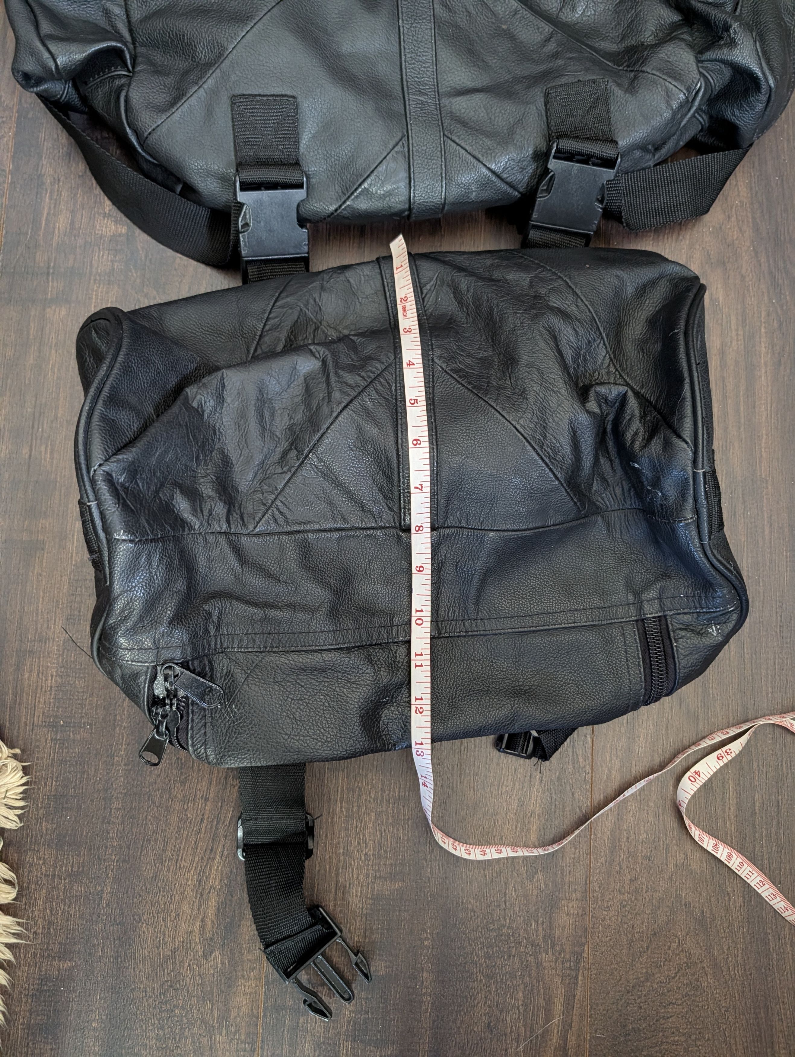 Vintage VTG leather 2-piece black biker cargo backpack Size ONE SIZE - 17 Thumbnail