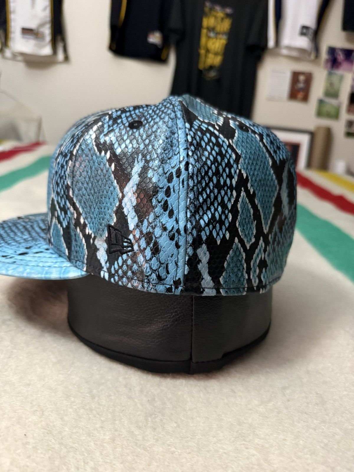 Jeremy Scott 2013 Jeremy Scott New Era Blue Black Snakeskin Hat Size 8 Size ONE SIZE - 9 Thumbnail