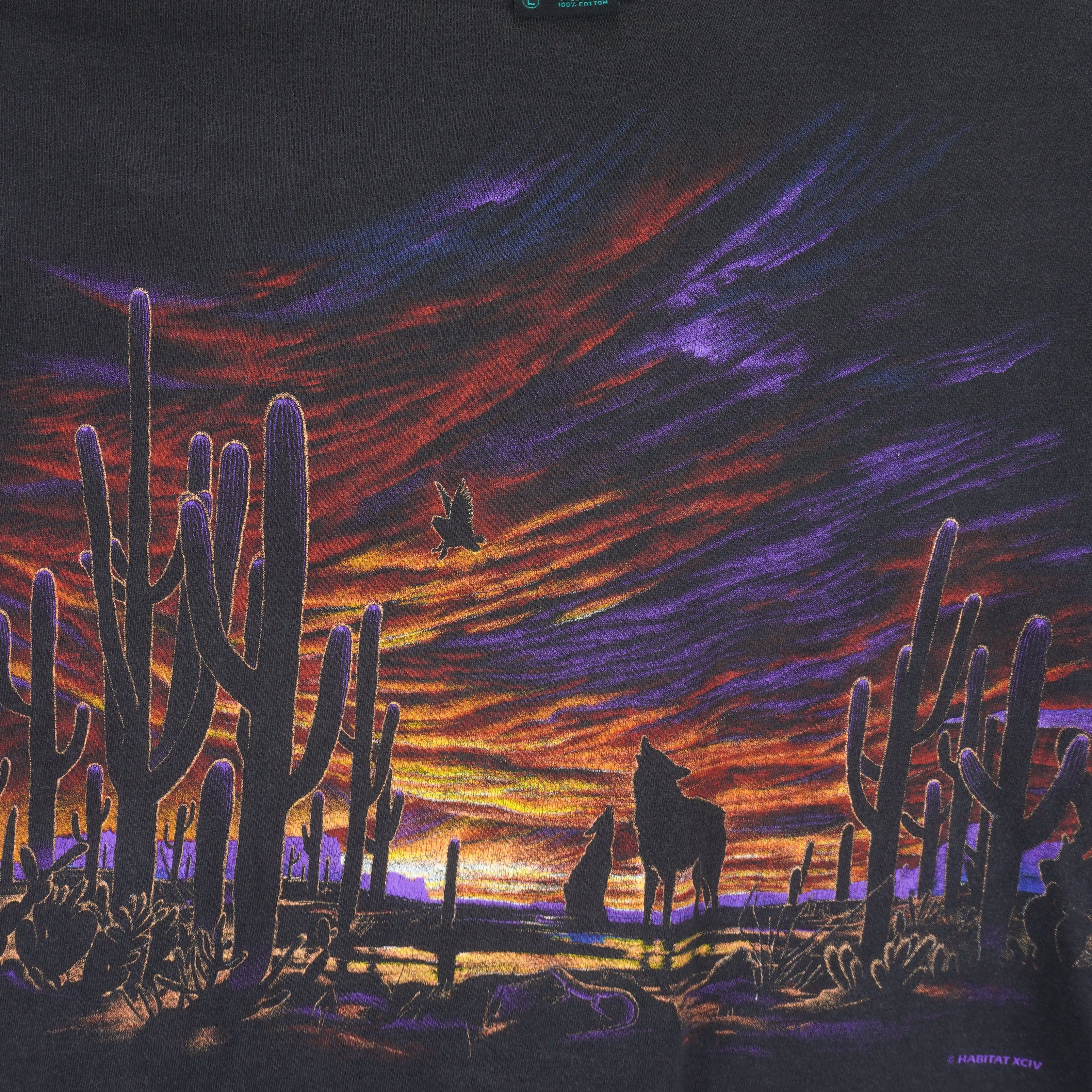 Habitat Vintage - Sunset Desert Wolves Single Stitch T-Shirt 1990s Size US L / EU 52-54 / 3 - 3 Thumbnail
