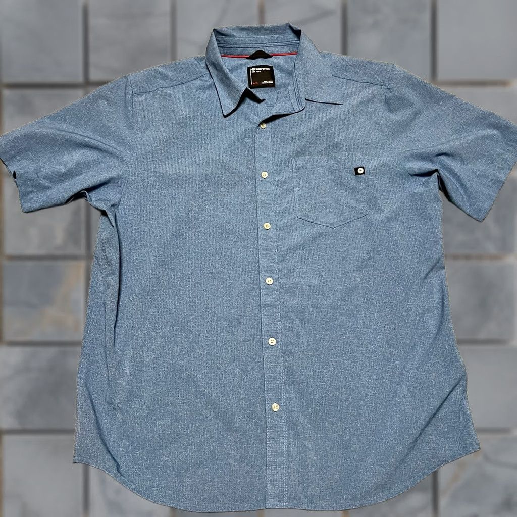 Marmot Marmot Shirt Mens XL Blue Performance Short Sleeve Button Outdoor Size US XL / EU 56 / 4 - 1 Thumbnail