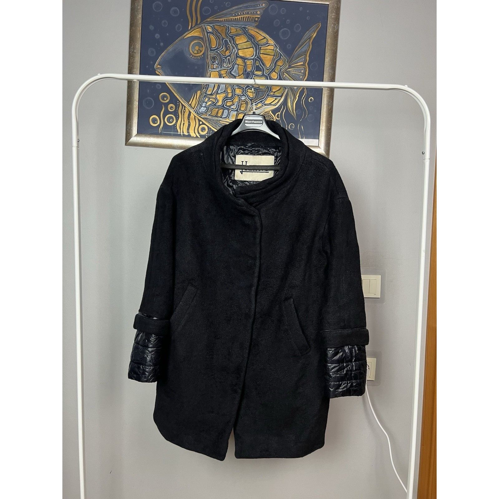 Herno Herno Women's Blue Wool Nylon Down Insulated Cape Coat Size Size L / US 10 / IT 46 - 8 Thumbnail