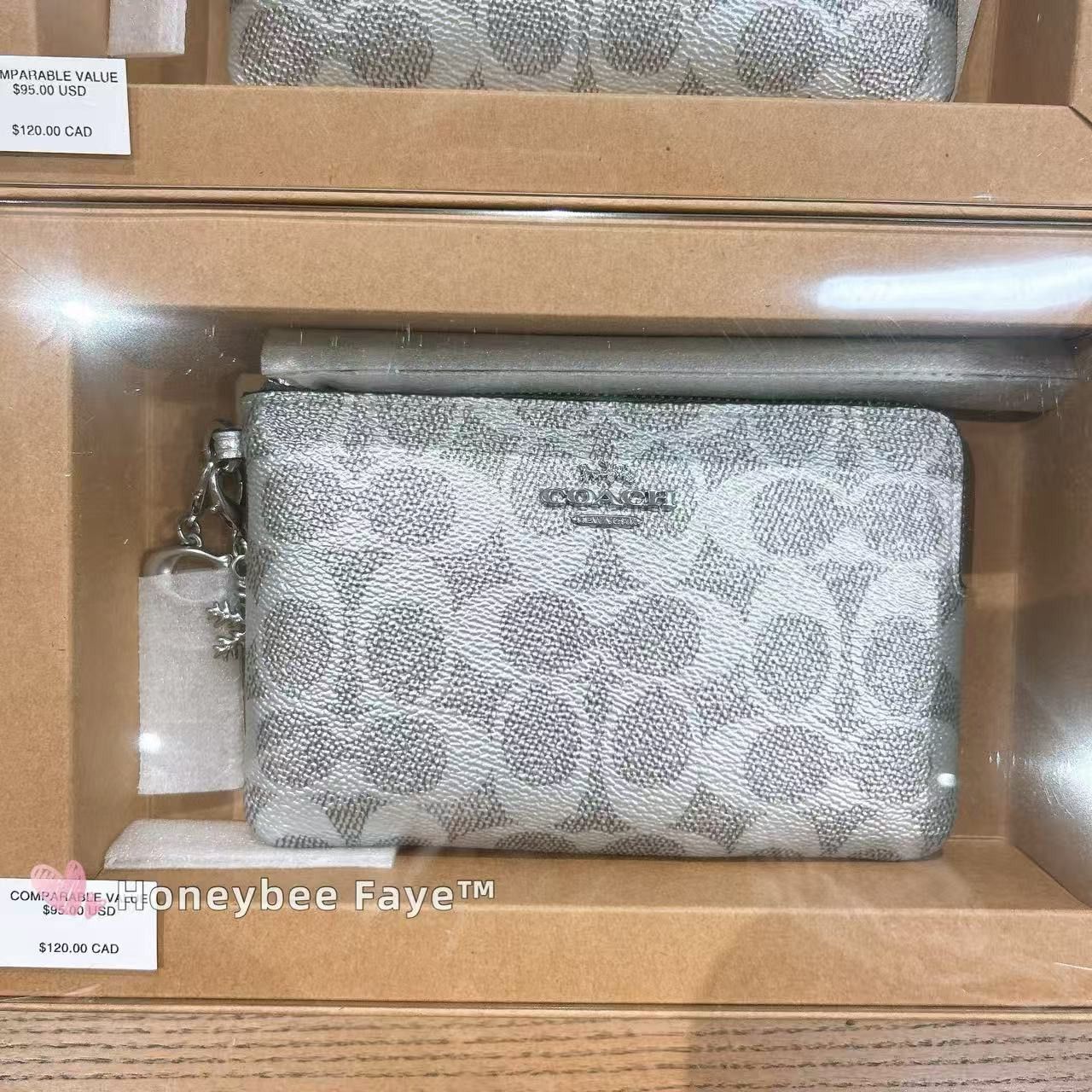 Coach Boxed Corner Zip Wristlet In Signature Canvas With Charms Size ONE SIZE - 1 Thumbnail