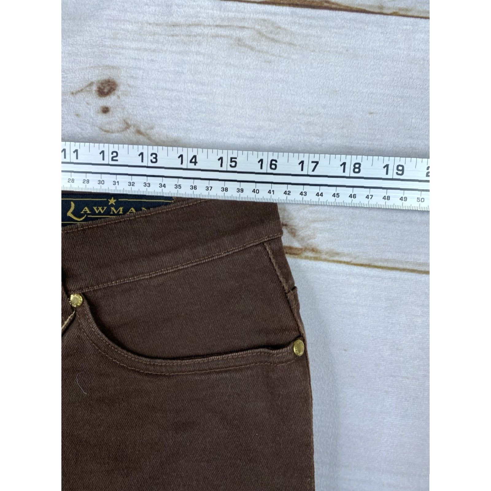 Denime Vtg Lawman Jeans Women Jr 13 Denim Brown Western High-Rise Studded Floral Riding Jeans Size 34" / US 12 / IT 48 - 5 Thumbnail
