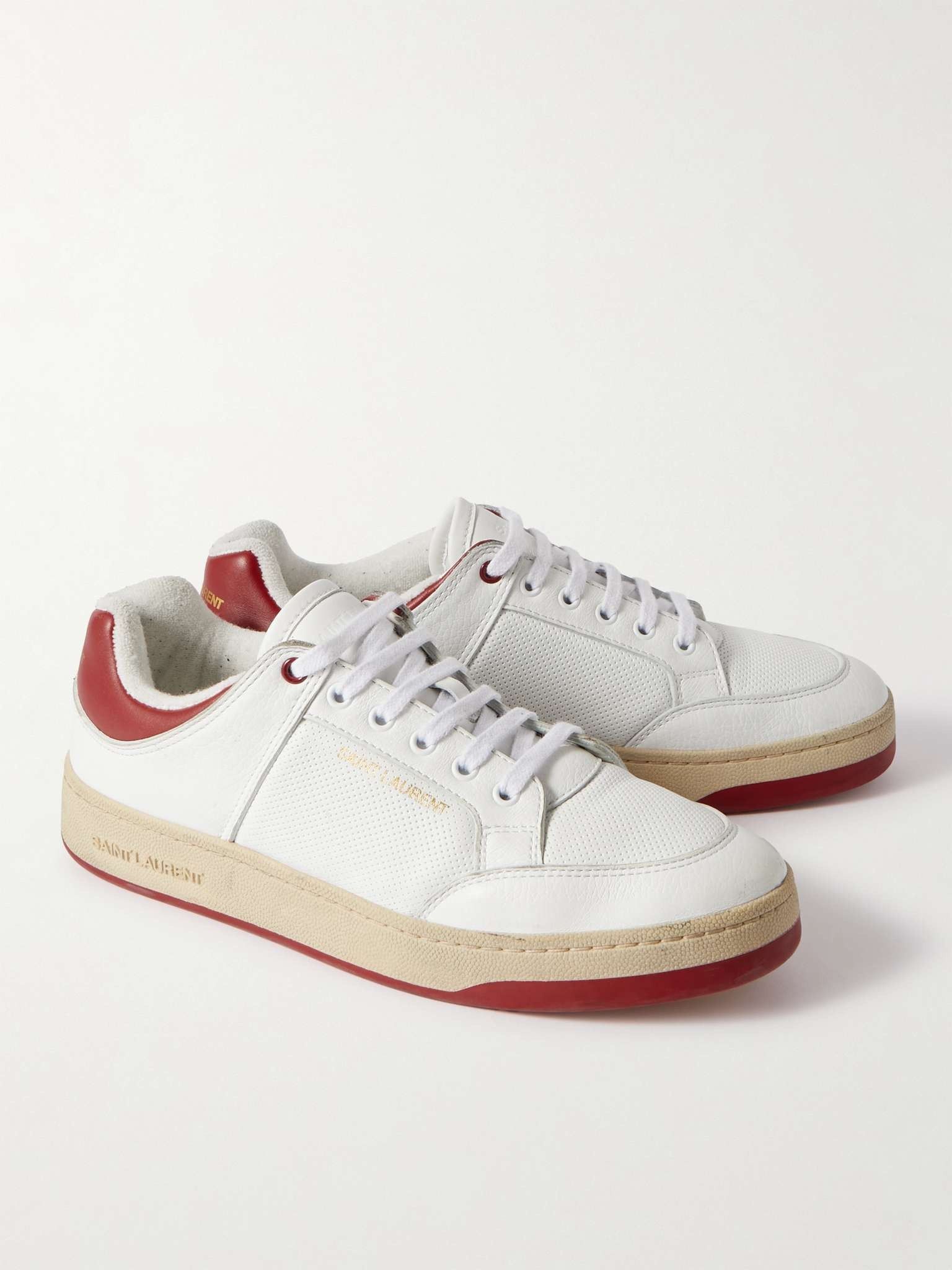 Saint Laurent Paris o1tr1nto0725 SL/61 Sneakers in Smooth Leather in White/Red Size US 10.5 / EU 43-44 - 3 Thumbnail