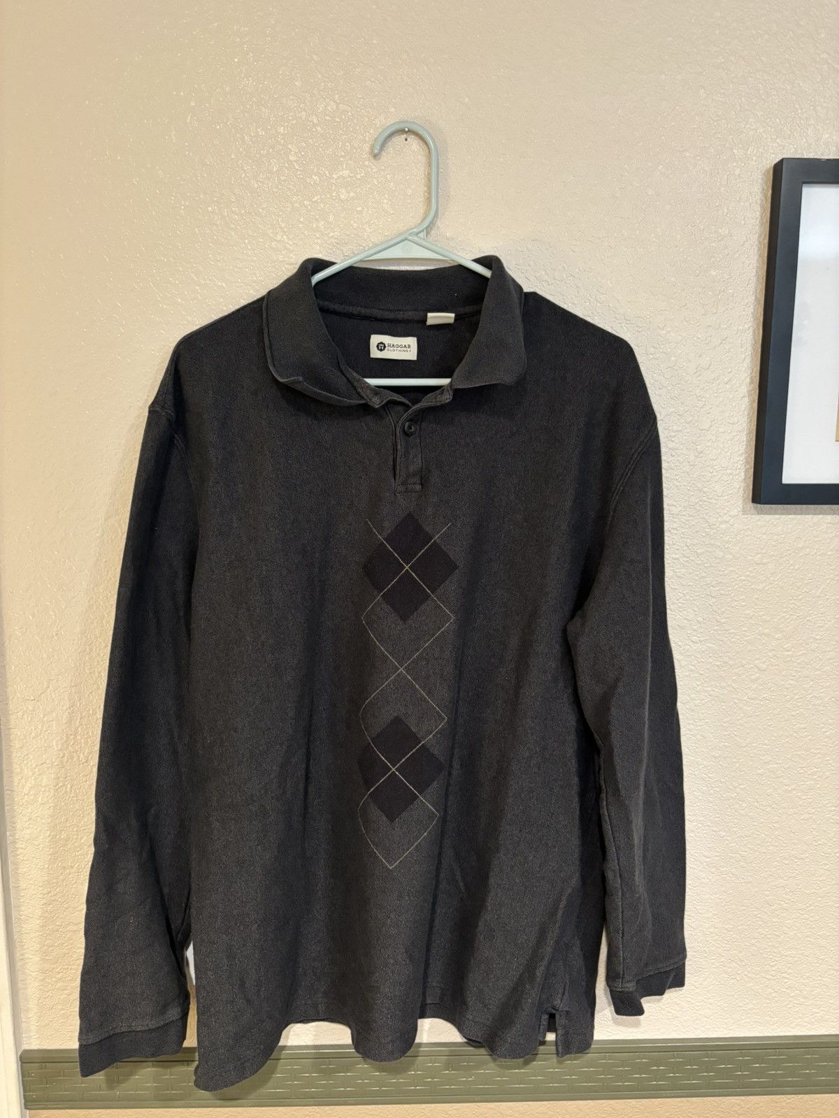 Haggar Dark Grey Long Sleeve Polo Size US XL / EU 56 / 4 - 1 Thumbnail