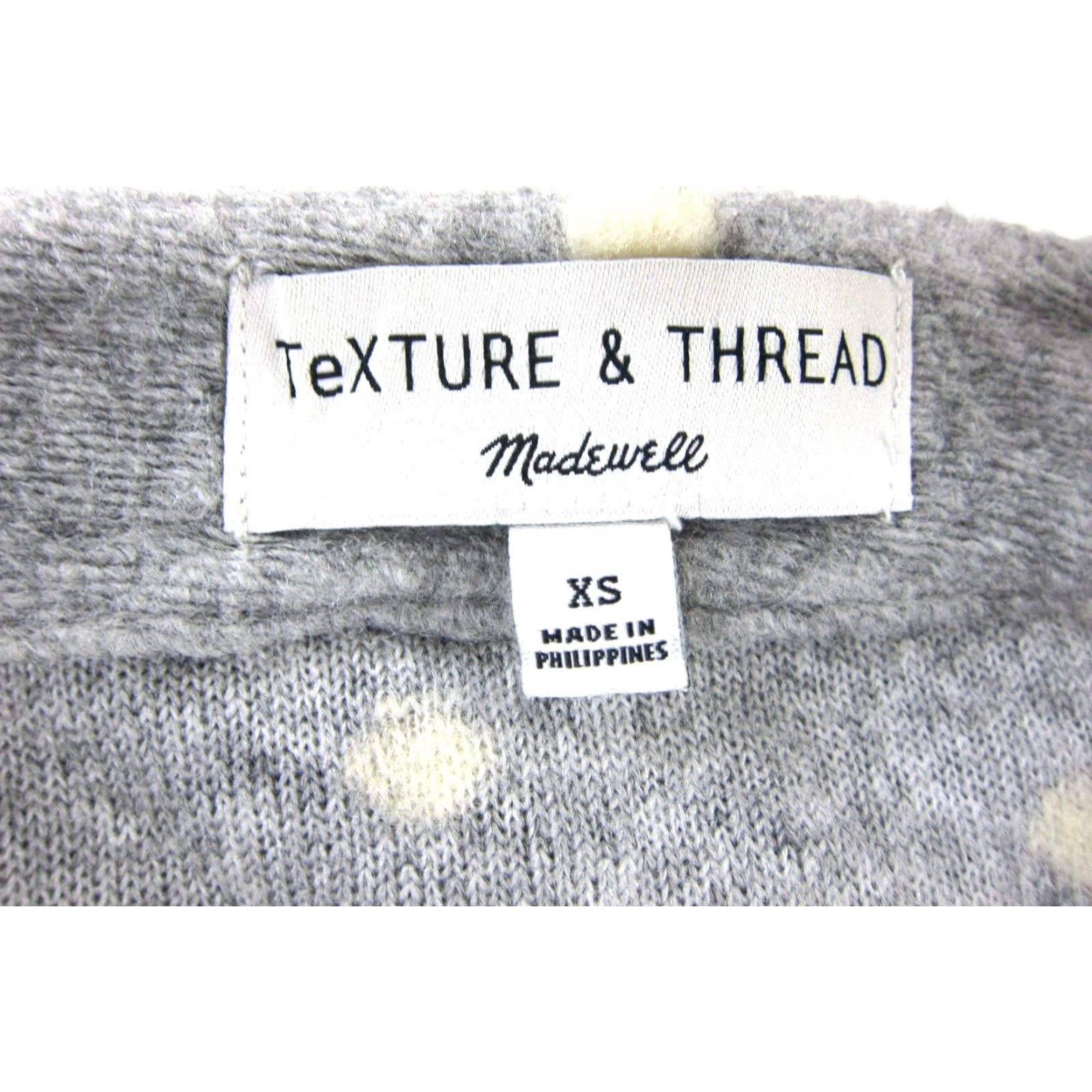 Madewell VINTAGE Madewell TEXTURE & THREAD Grey Ivory Polka Dot Button Up Cardigan Sweater XS Size XS / US 0-2 / IT 36-38 - 3 Thumbnail