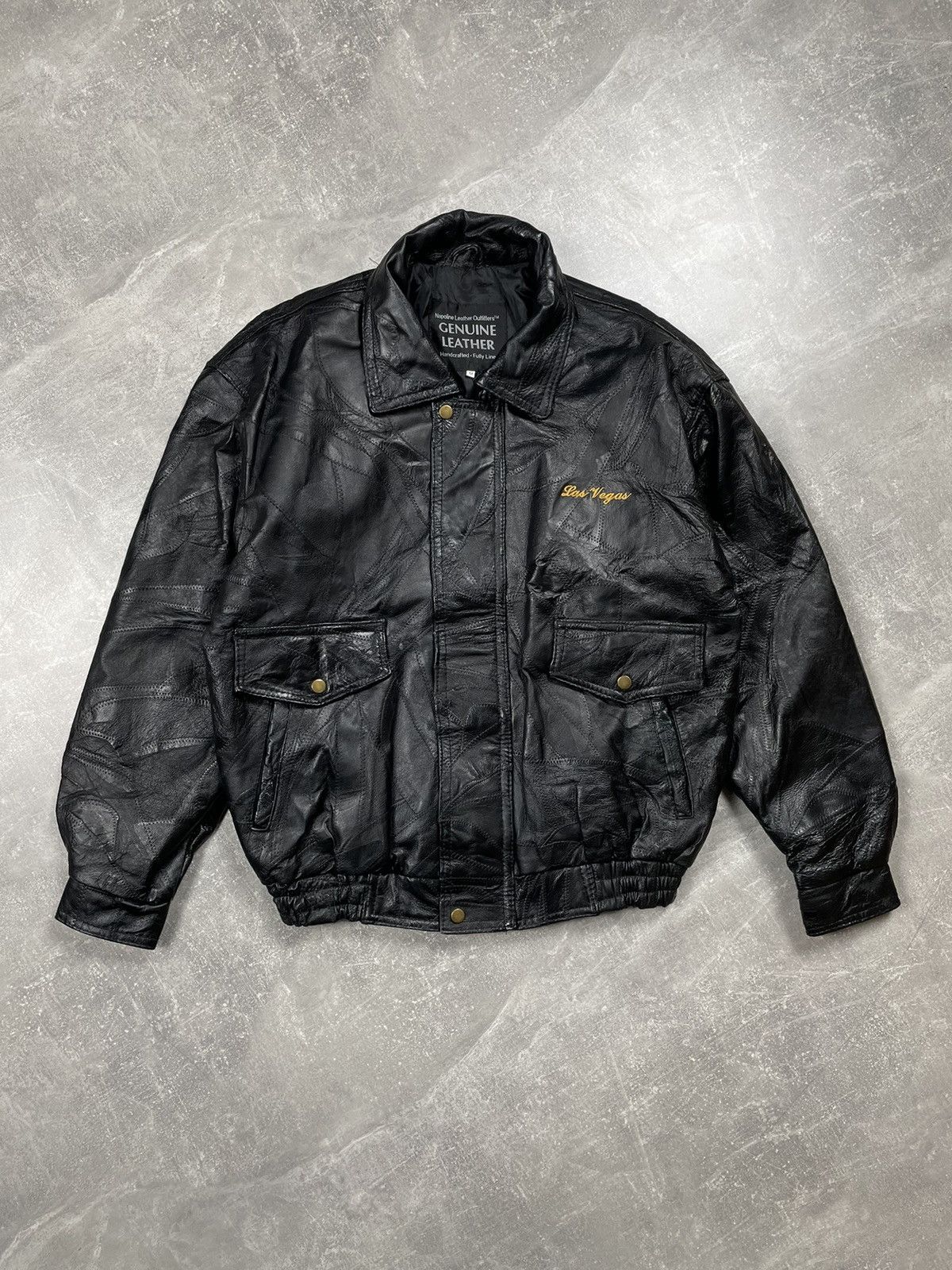 Genuine Leather × Vintage Vintage Leather Patchwork Las Vegas Retro Avant Garde Jacket Size US M / EU 48-50 / 2 - 3 Thumbnail