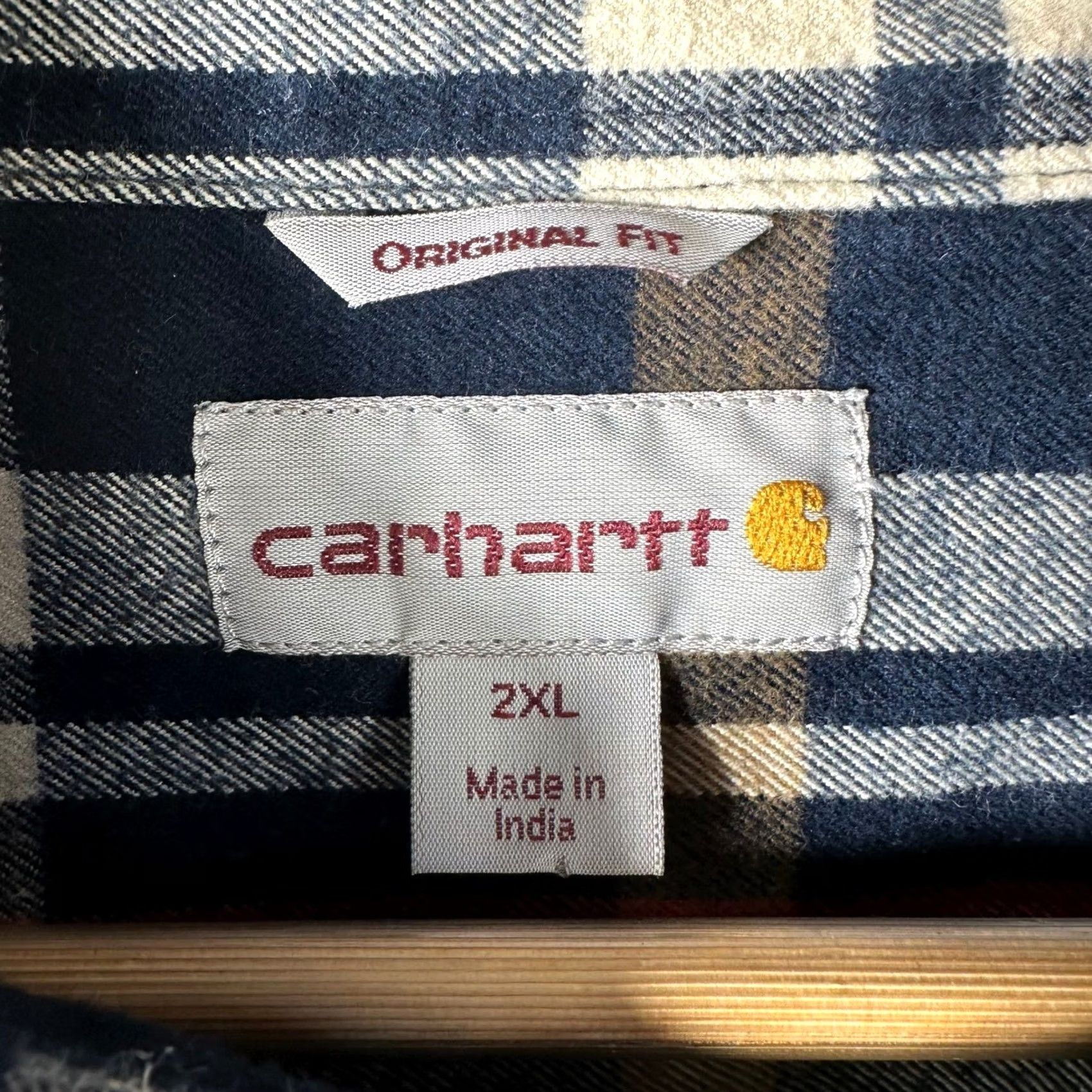 Carhartt Carhartt Shirt Mens 2XL Plaid Flannel Navy Blue Heavyweight Cotton Button-Up Chest Pockets Classic Workwear Casual Size US XXL / EU 58 / 5 - 4 Thumbnail