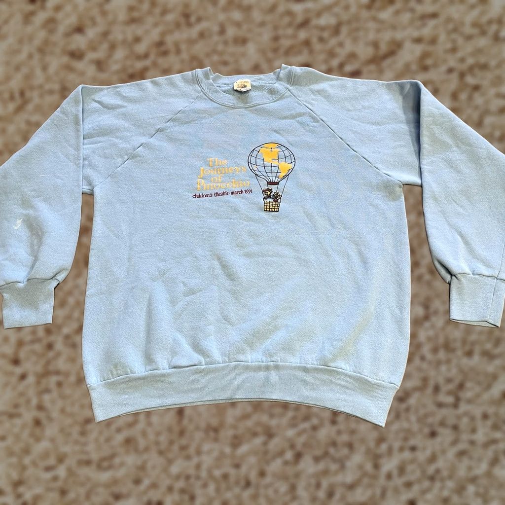 Fruit Of The Loom VINTAGE Pinocchio Sweatshirt Mens Large Blue Theatre Crewneck 1991 90s Journeys Size US L / EU 52-54 / 3 - 1 Thumbnail