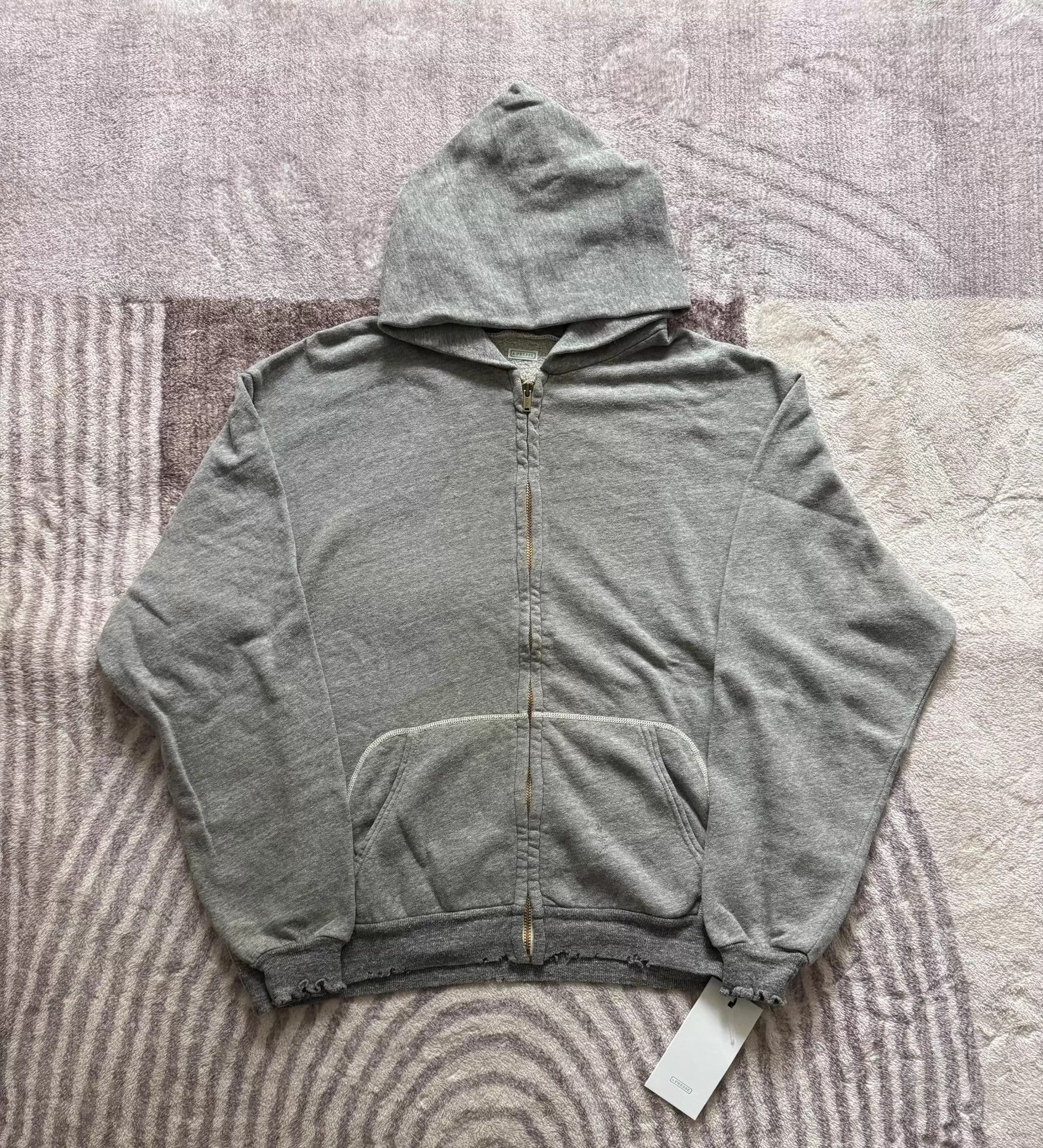 A.PRESSE A.PRESSE V LW Zip Hoodie 26ss Gray M Washed Patches Size US M / EU 48-50 / 2 - 1 Thumbnail