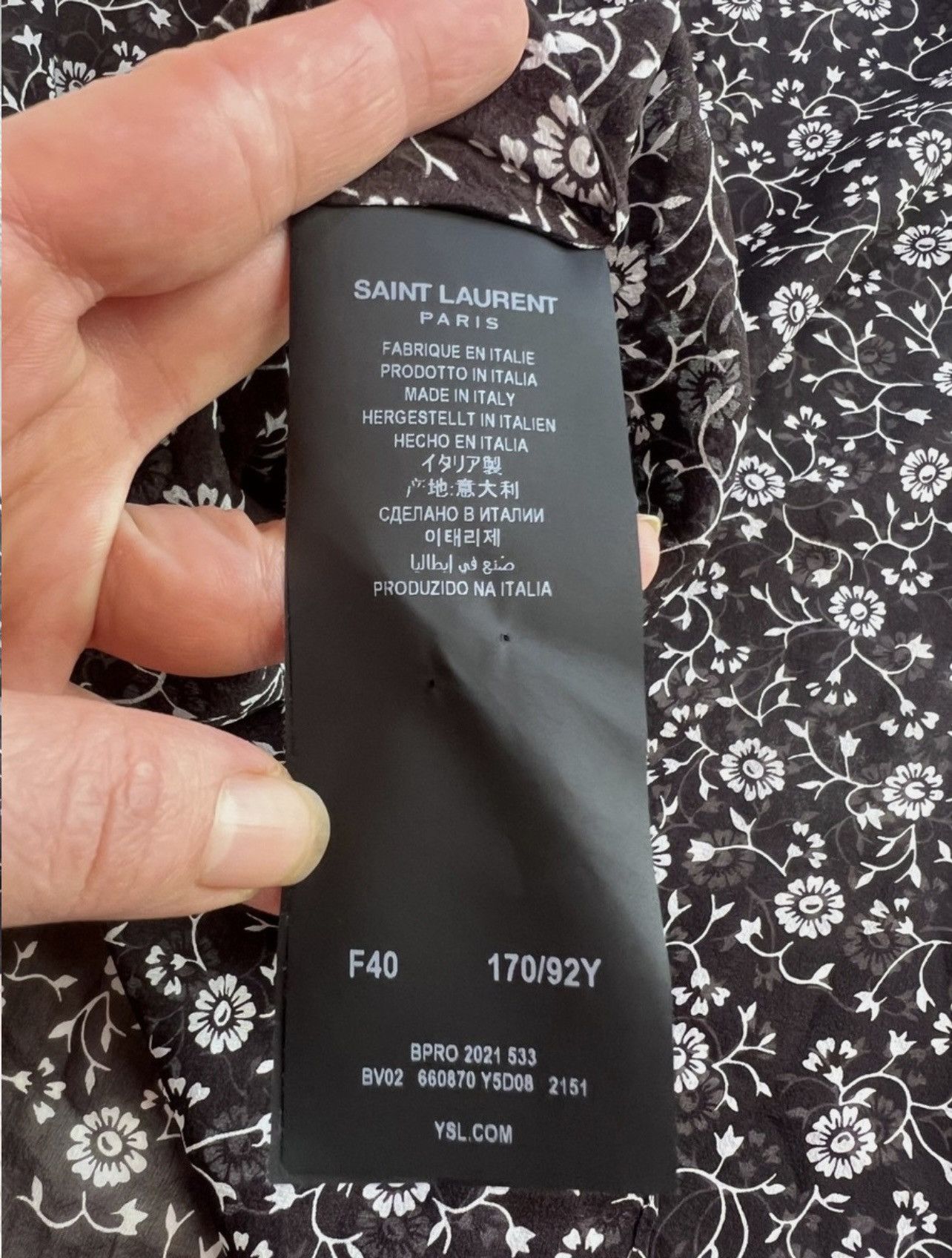 Saint Laurent Paris Saint Laurent Floral Silk Georgette Blouse – FR 40 Size M / US 6-8 / IT 42-44 - 10 Thumbnail