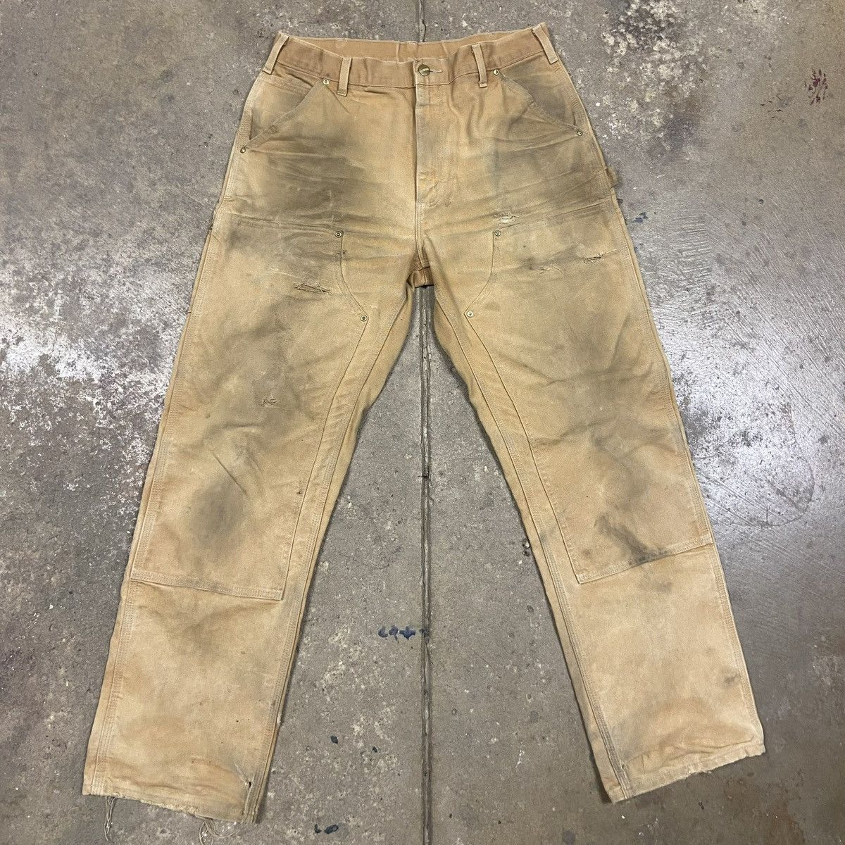Carhartt × Vintage TAN CARHARTT DOUBLE KNEE WORK PANTS JEANS Size US 34 / EU 50 - 1 Thumbnail