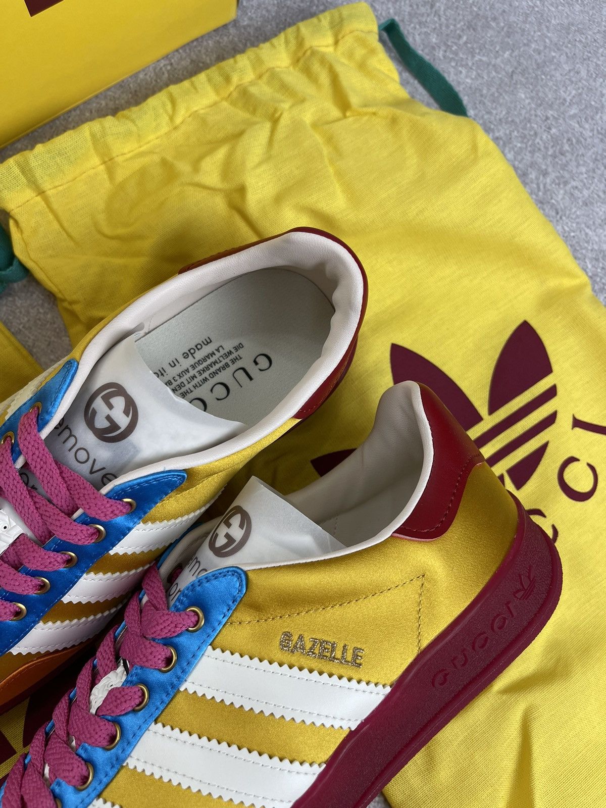 Adidas × Gucci Adidas x Gucci Gazelle Yellow/White/Red Sneakers Size 36 2/3 Size US 5.5 / IT 35.5 - 9 Thumbnail