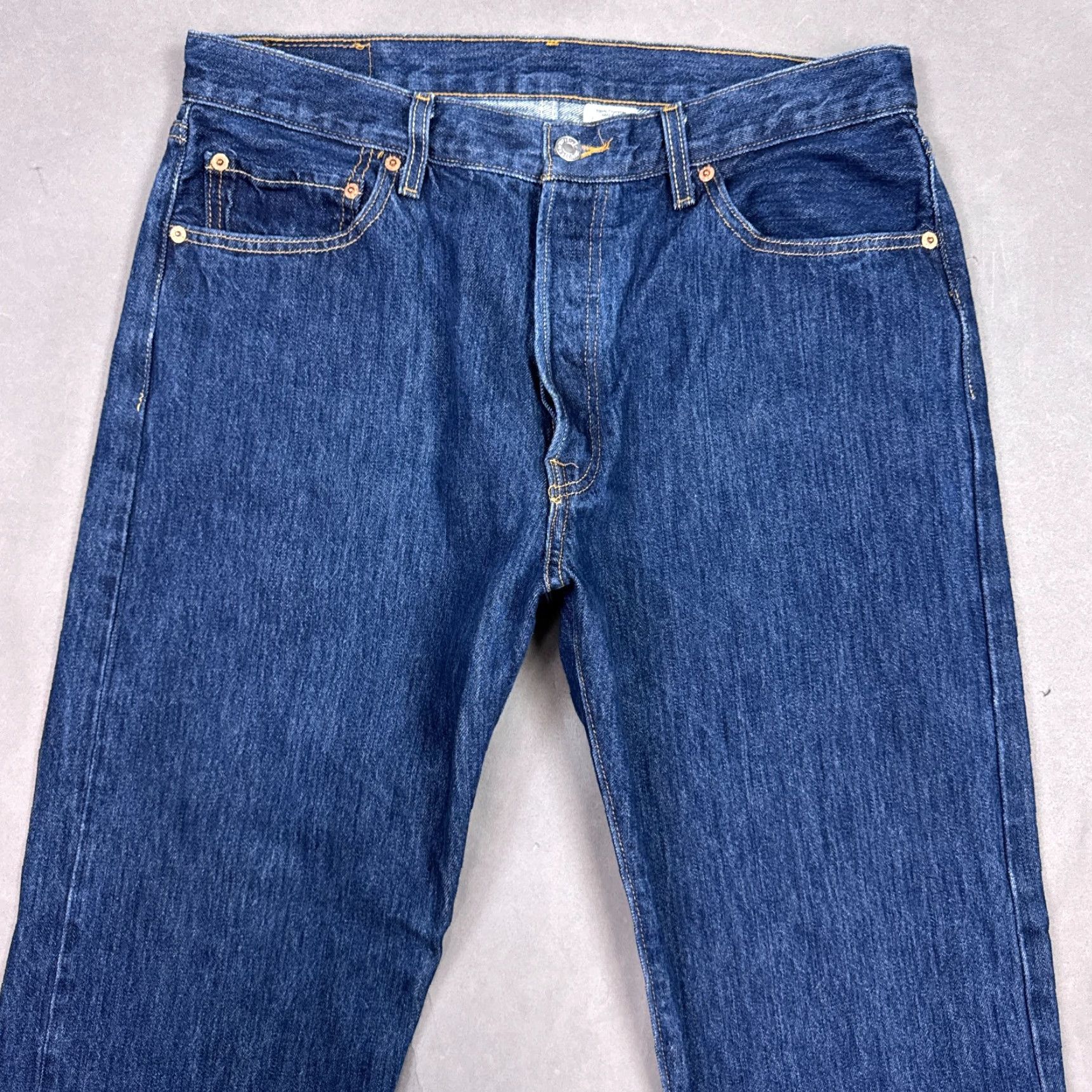 Levi's Levi's 501 Jeans Mens 34x34 Blue Denim Pant Button Fly Dark Work Regular Size US 36 / EU 52 - 3 Thumbnail