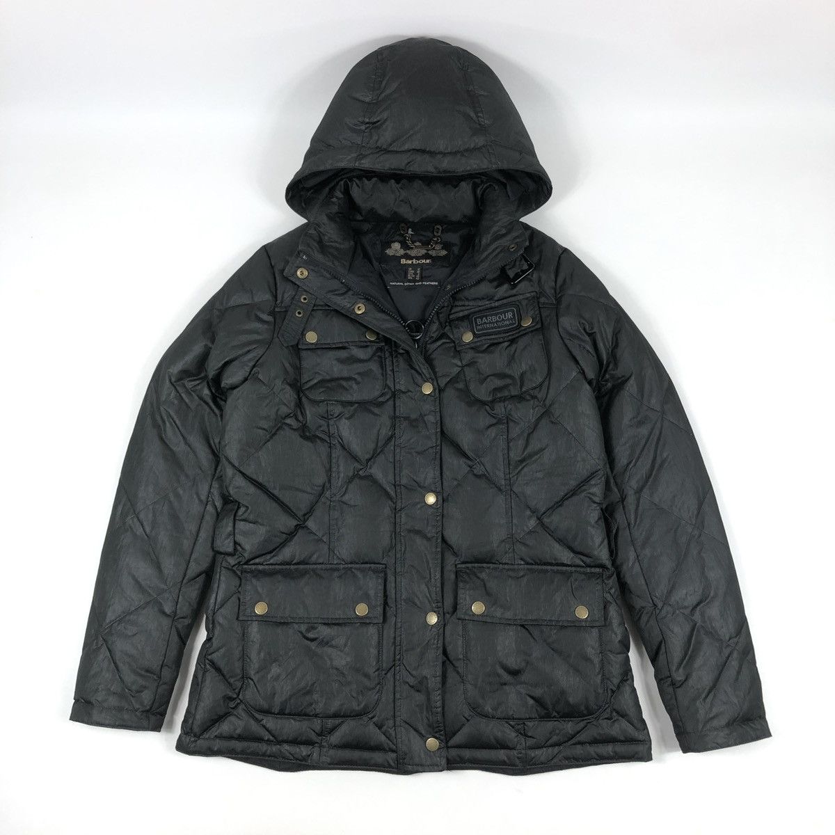 Barbour × Belstaff × Designer BARBOUR International Nation Hooded Down Parka Jacket Coat 8 Size M / US 6-8 / IT 42-44 - 4 Thumbnail