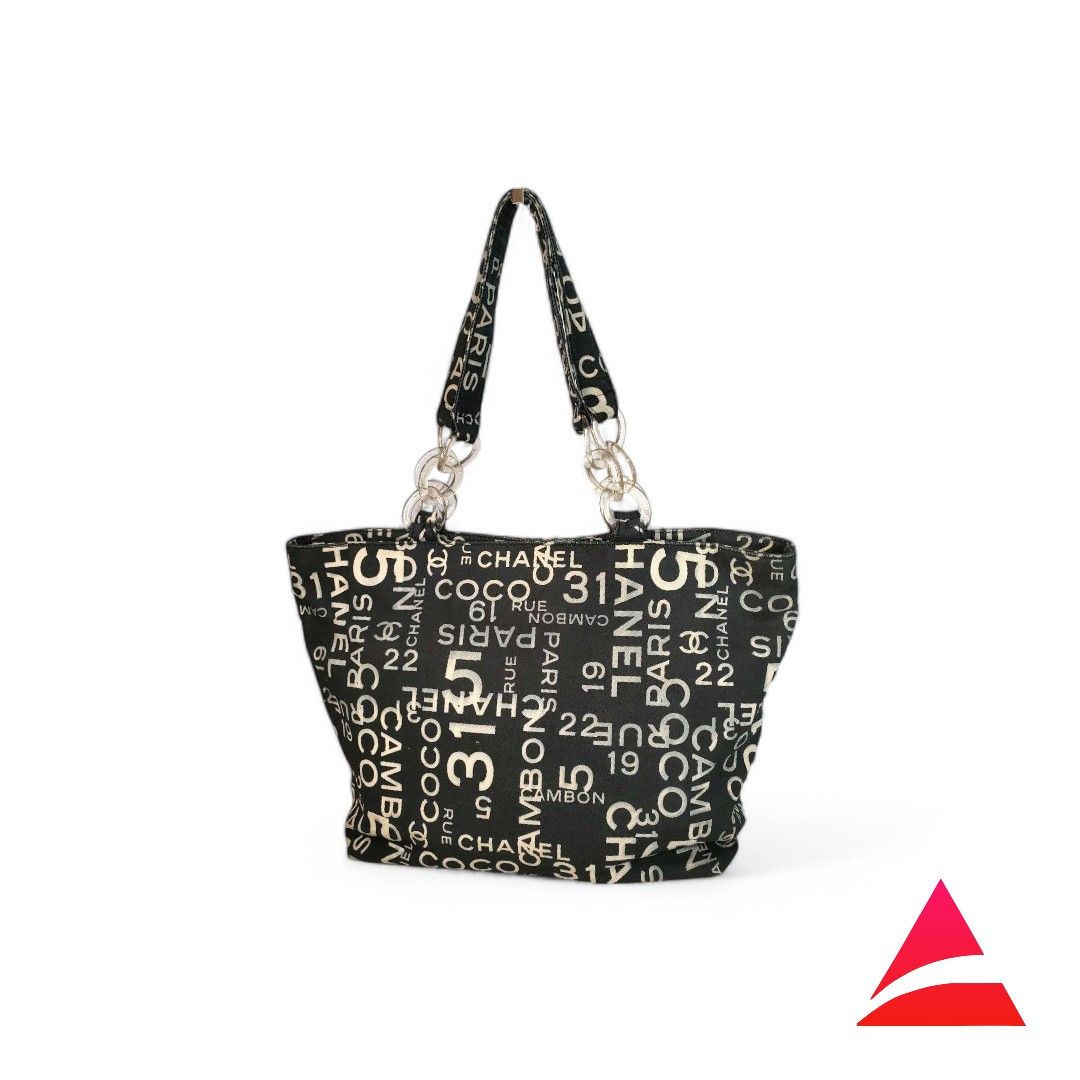 Chanel Chanel - Coco Line Tote Handbag Shoulder Bag Gray Black Size ONE SIZE - 1 Thumbnail