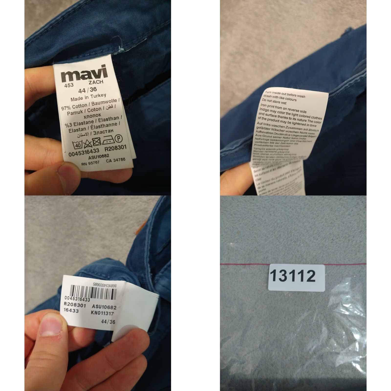 Mavi Mavi Zach Pants Mens 44x36 Blue Chino Straight Leg Stretch Mid Rise Twill Casual Pants Mens Blue 44 Regular Straight Mens Size US 44 / EU 60 - 8 Thumbnail