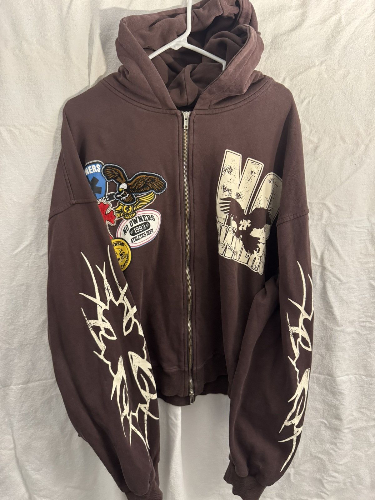 Other No Owners Patchwork Zip-Up Hoodie – Brown / Oversized Fit Size US L / EU 52-54 / 3 - 1 Thumbnail