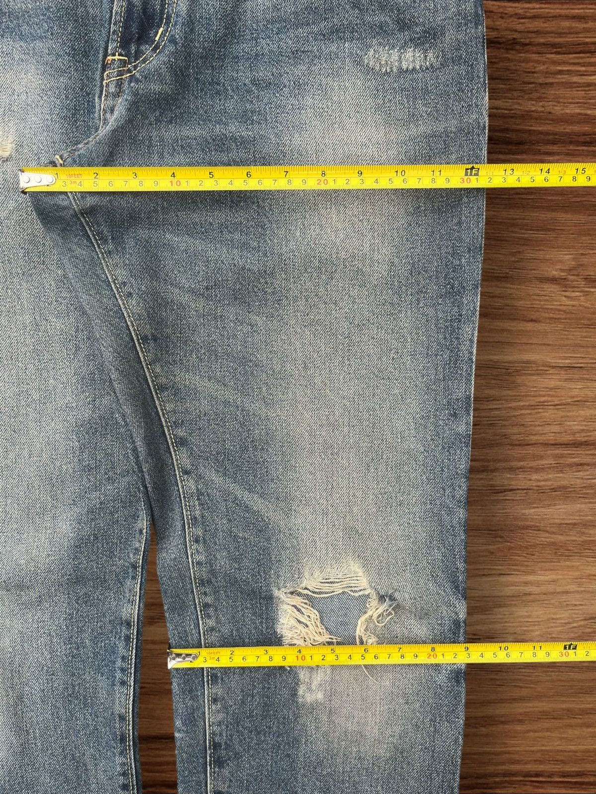 Japanese Brand Vintage Japanese Brand GU Distress Frayed Leg Blue Wash Jean Size US 32 / EU 48 - 13 Thumbnail