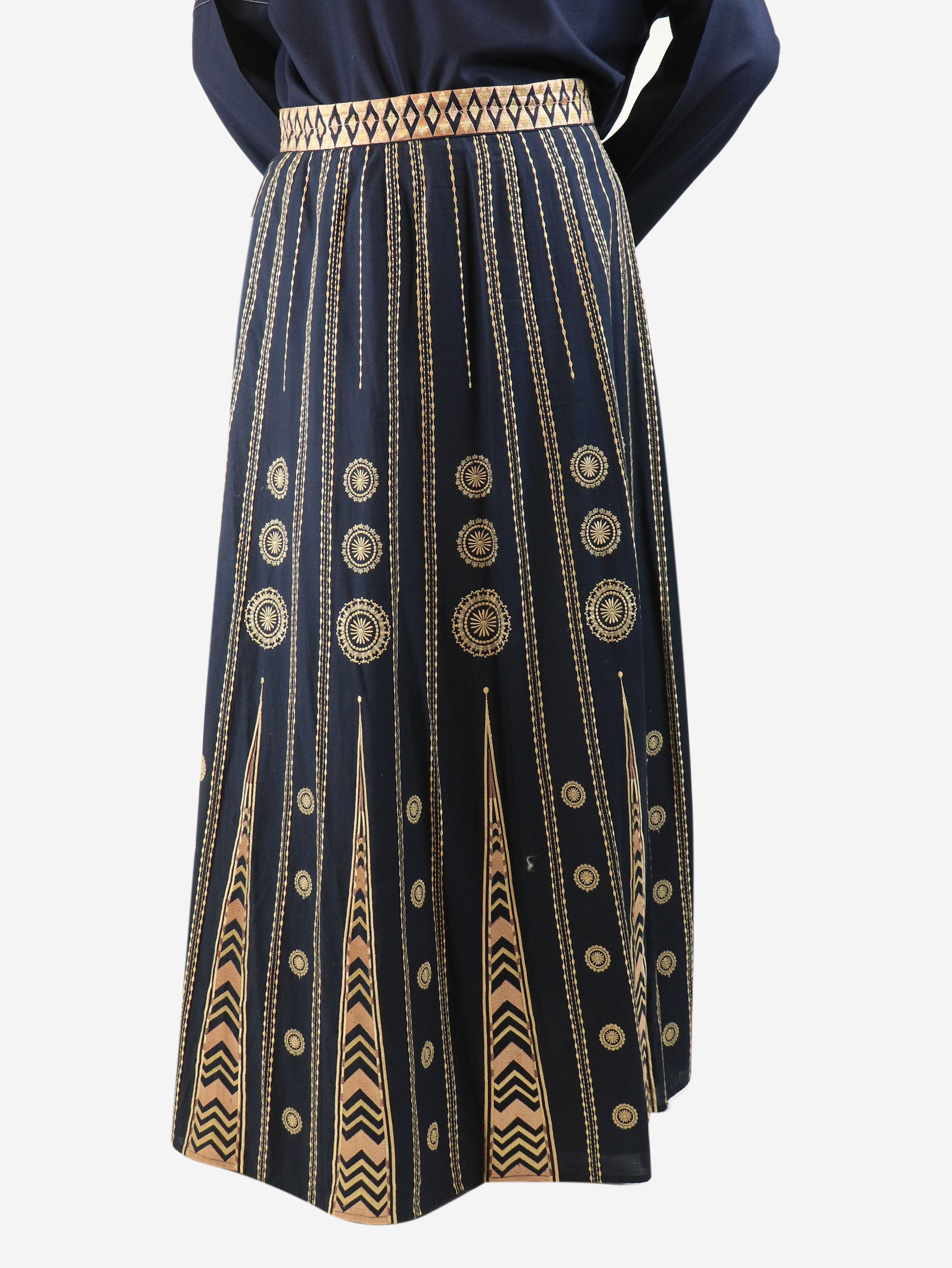 Other Navy embroidered maxi skirt - UK 14 Size 32" / US 10 / IT 46 - 1 Thumbnail