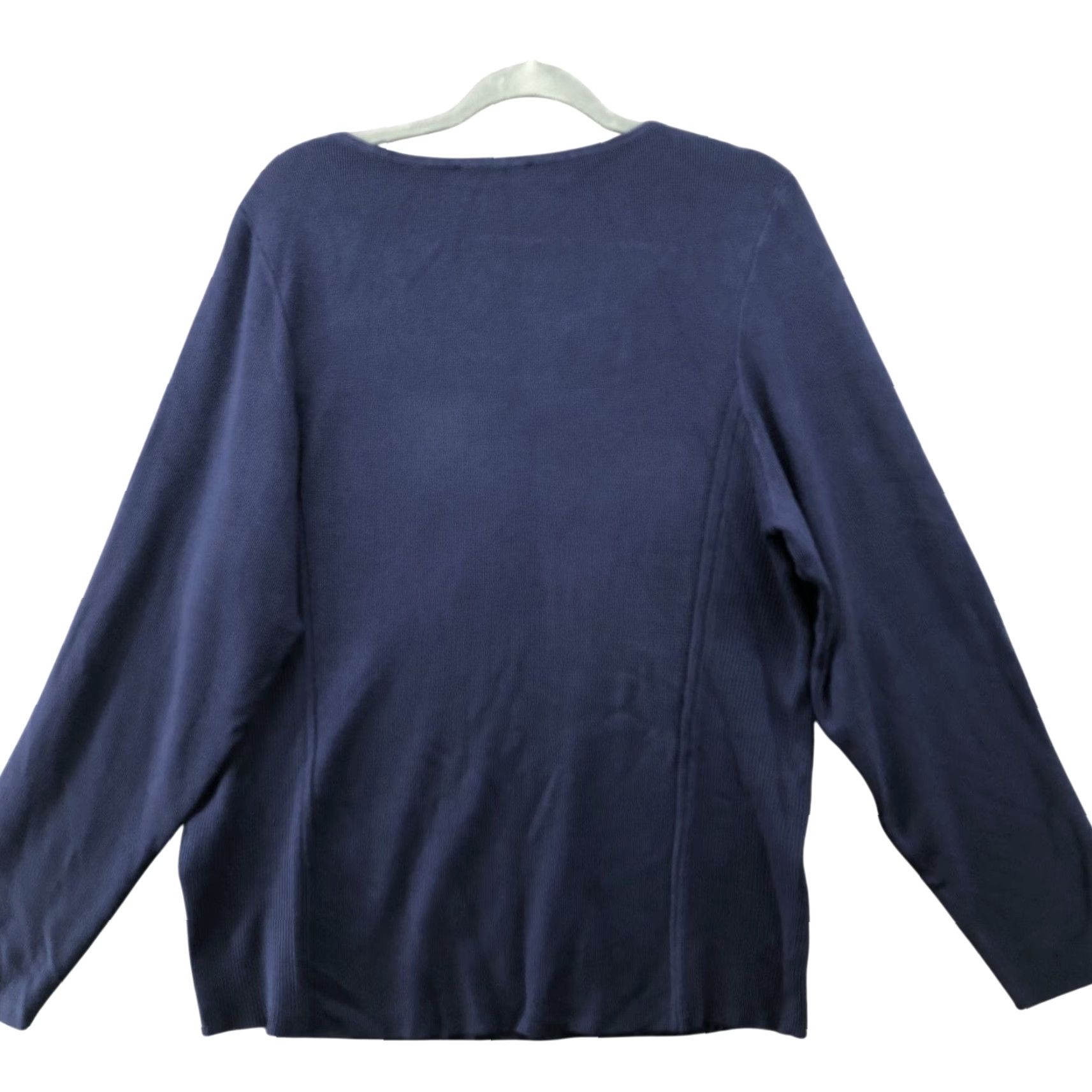 Vintage Inc International Concepts Sweater Womens 3X Blue Stretch Knit Square Neck Pullover Long Sleeve Casual Office Wear Size XXL / US 16-18 / IT 52-54 - 2 Thumbnail