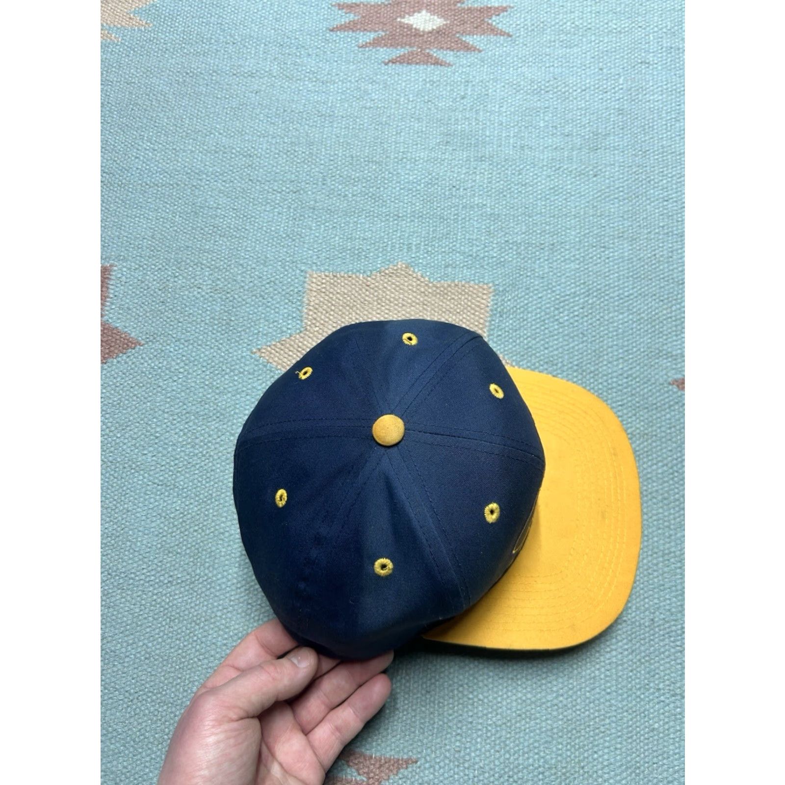 NCAA VINTAGE 90s snapback hat cap University of Michigan Wolverines signatures NCAA Men Adjustable Blue Size ONE SIZE - 5 Thumbnail