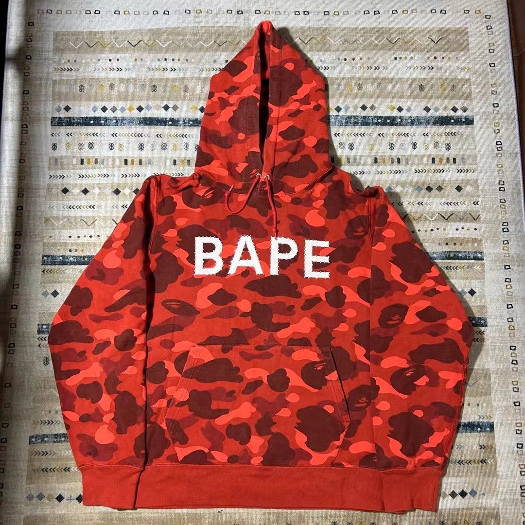 image of Bape x Swarovski Shark Hoodie in Red, Men's (Size XL)