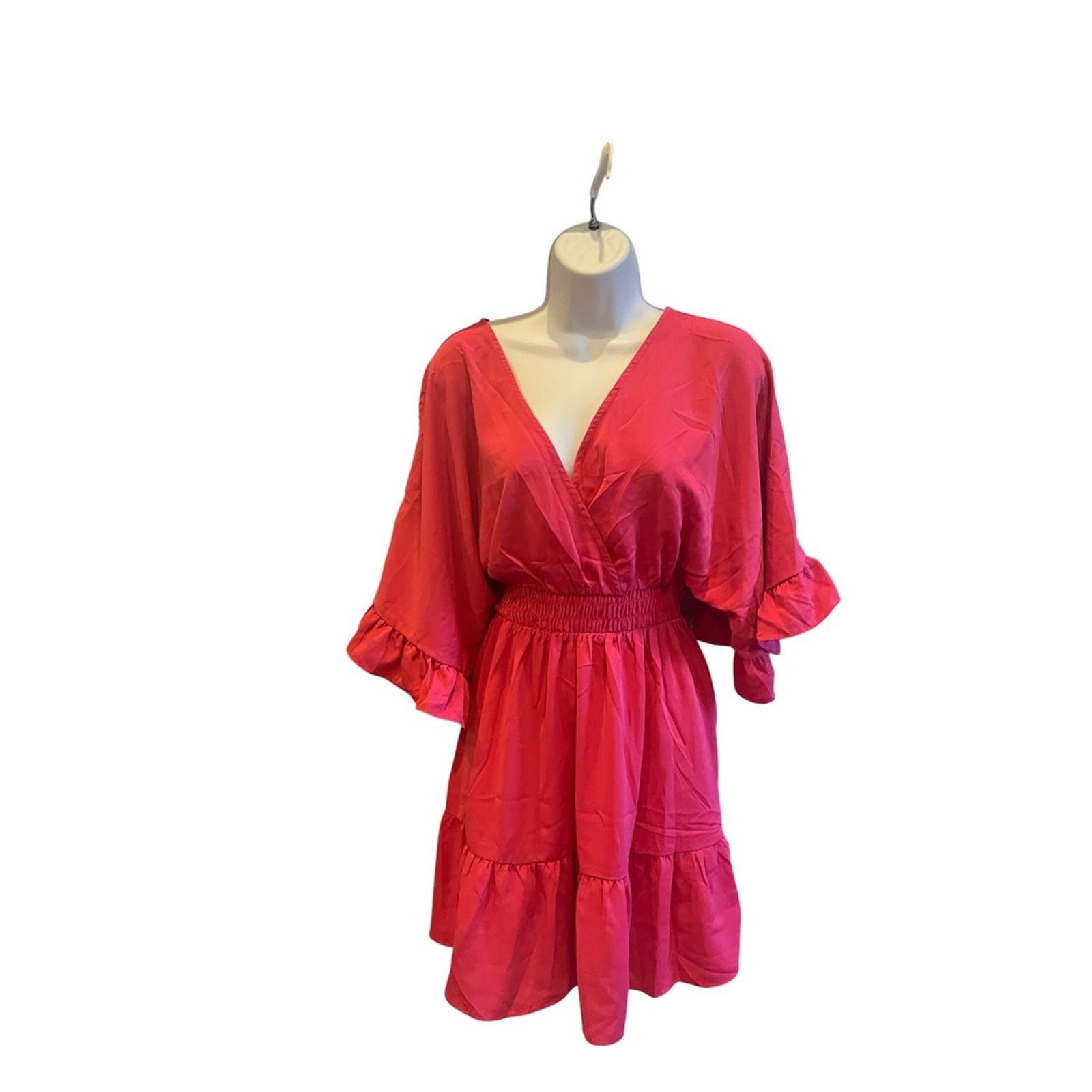 & Other Stories Women’s Hot Pink V-Neck Mini Dress – Size S – NWOT Size S / US 4 / IT 40 - 1 Thumbnail