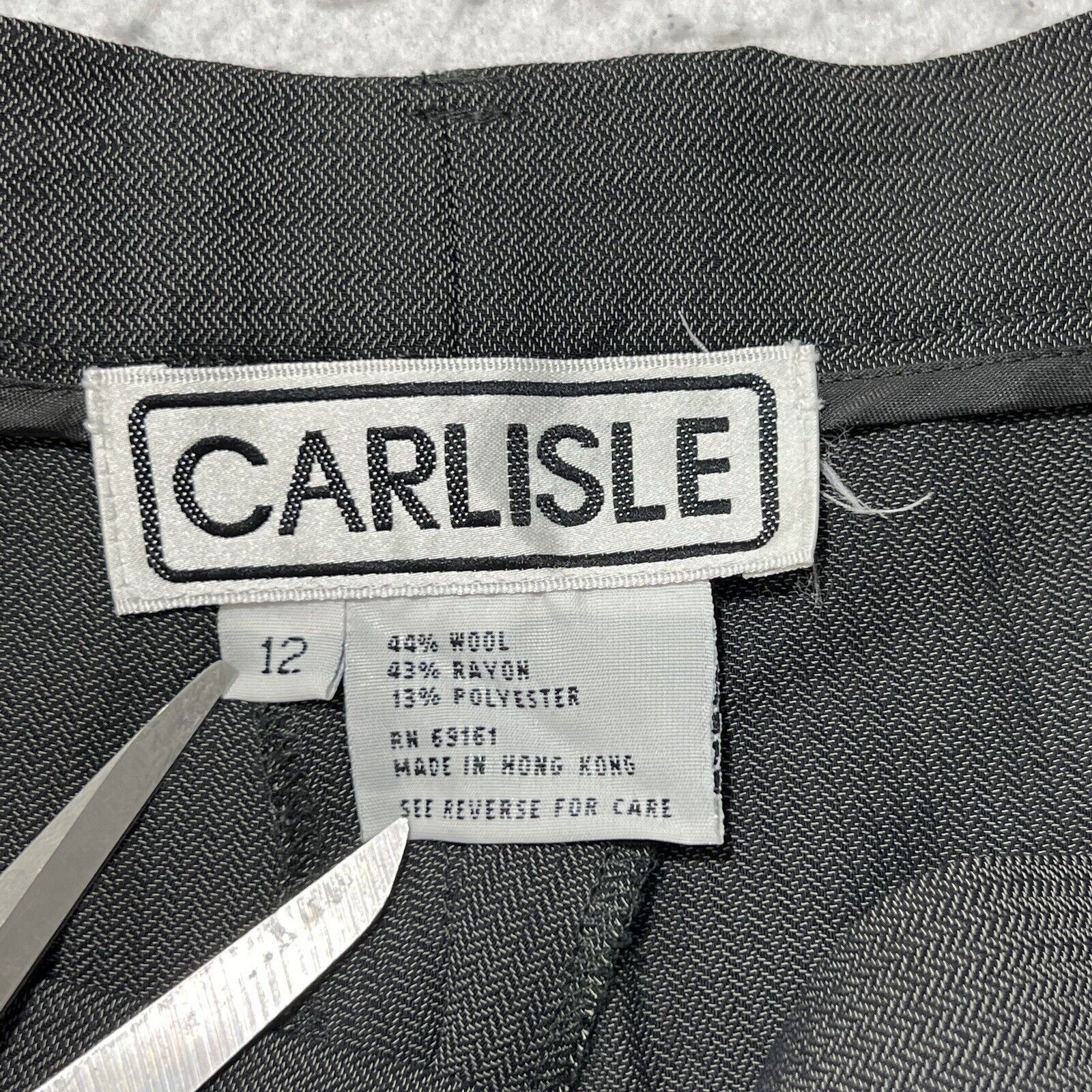 Vintage Carlisle Wool Blend Straight Leg Dress Pants Herringbone Size 34" / US 12 / IT 48 - 3 Thumbnail