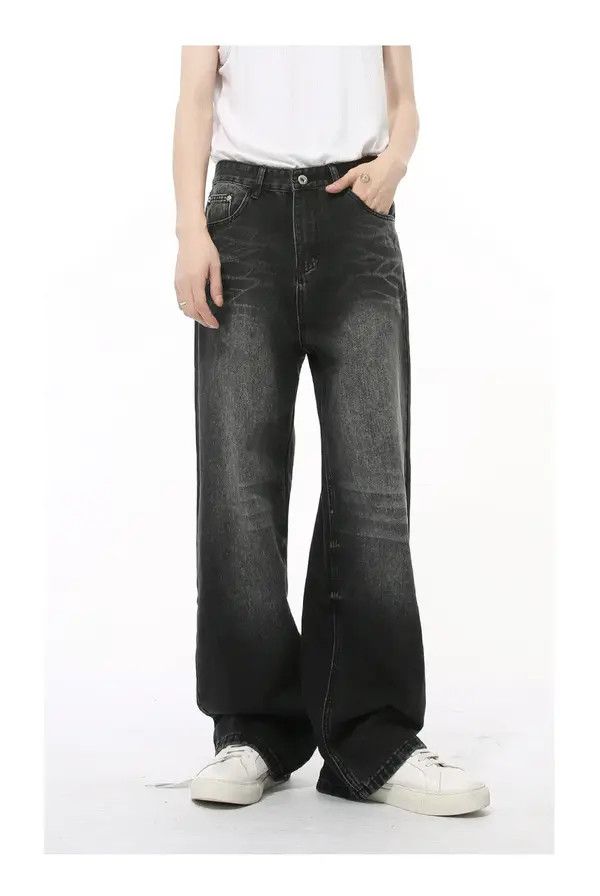 Japanese Brand Kan Vintage Washed Lightning Pattern Wide Leg Loose Jeans Size US 32 / EU 48 - 1 Thumbnail