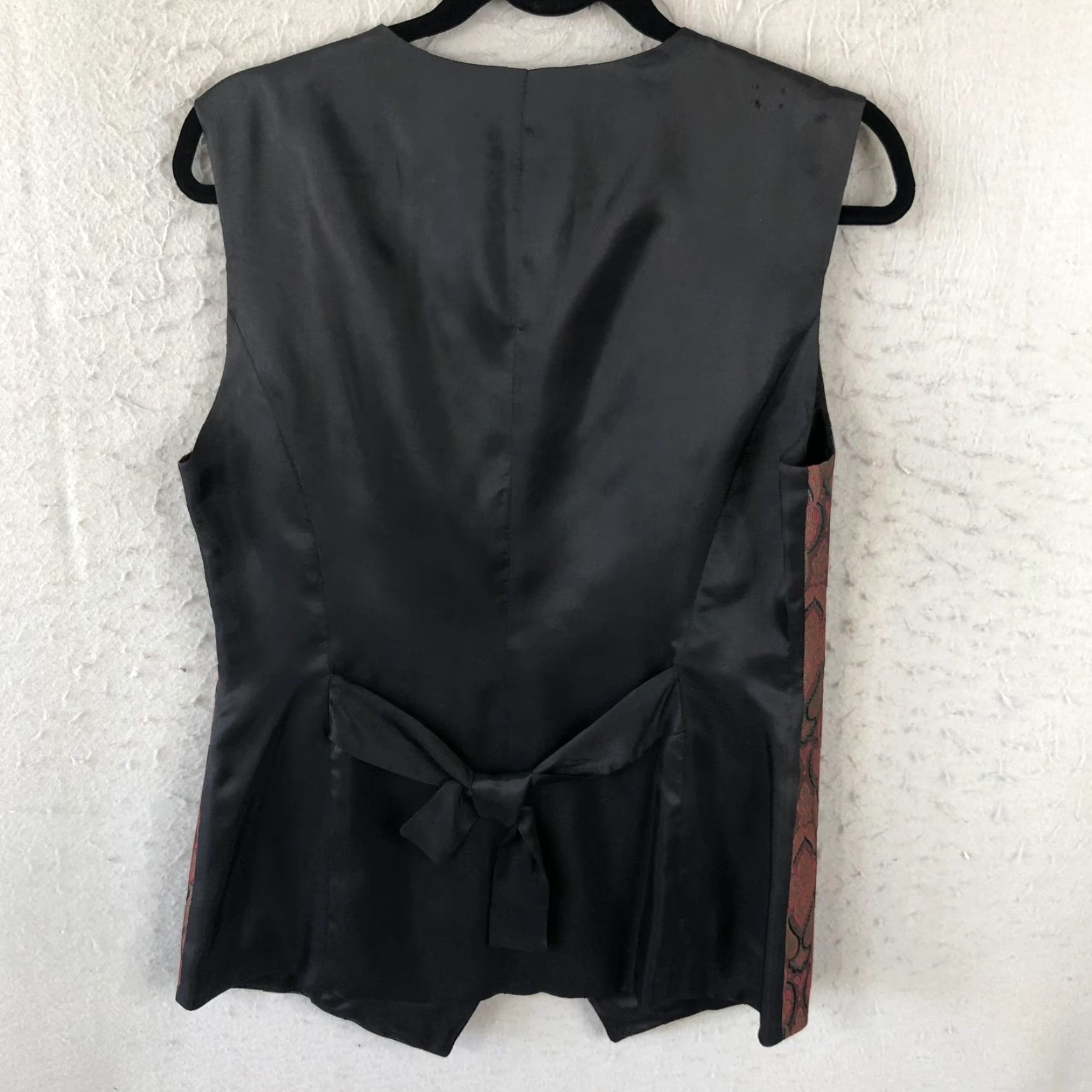 Bergdorf Goodman VINTAGE Bergdorf Goodman Vest Womens M Red Paisley Brocade Button Up USA 90s Festive Formal Womens Vest Size M / US 6-8 / IT 42-44 - 2 Thumbnail