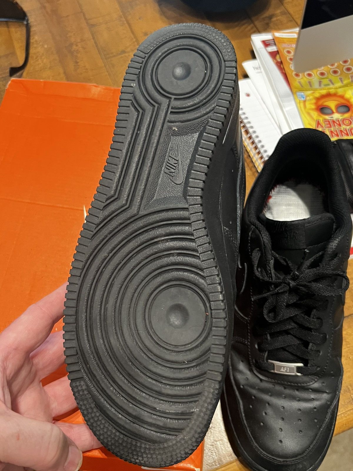 Nike Nike Aif Force 1 black leather Size US 11 / EU 44 - 3 Thumbnail