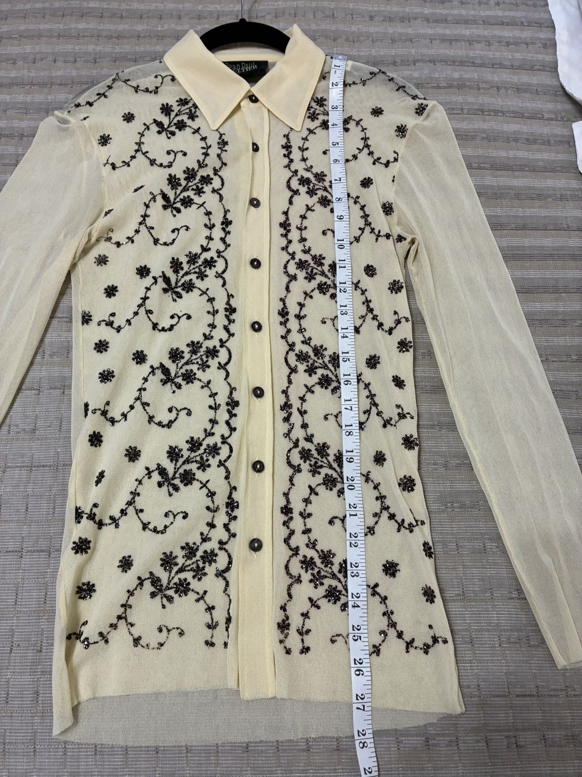 Jean Paul Gaultier Jean Paul Gaultier Cream and Black Embroidered Blouse Size US M / EU 48-50 / 2 - 9 Thumbnail