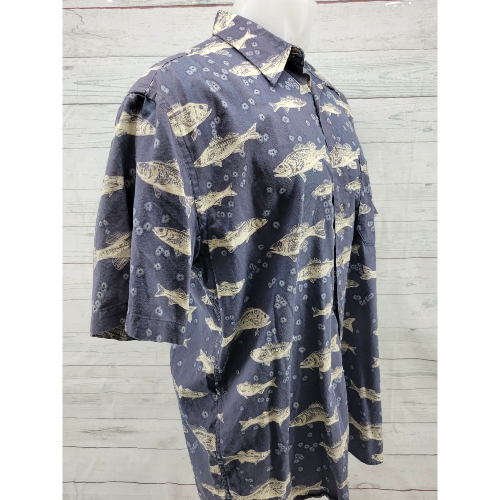 Pendleton VINTAGE Pendleton Shirt Men Short Sleeve Button-Up Cotton Fish Pattern Blue Size US L / EU 52-54 / 3 - 4 Thumbnail
