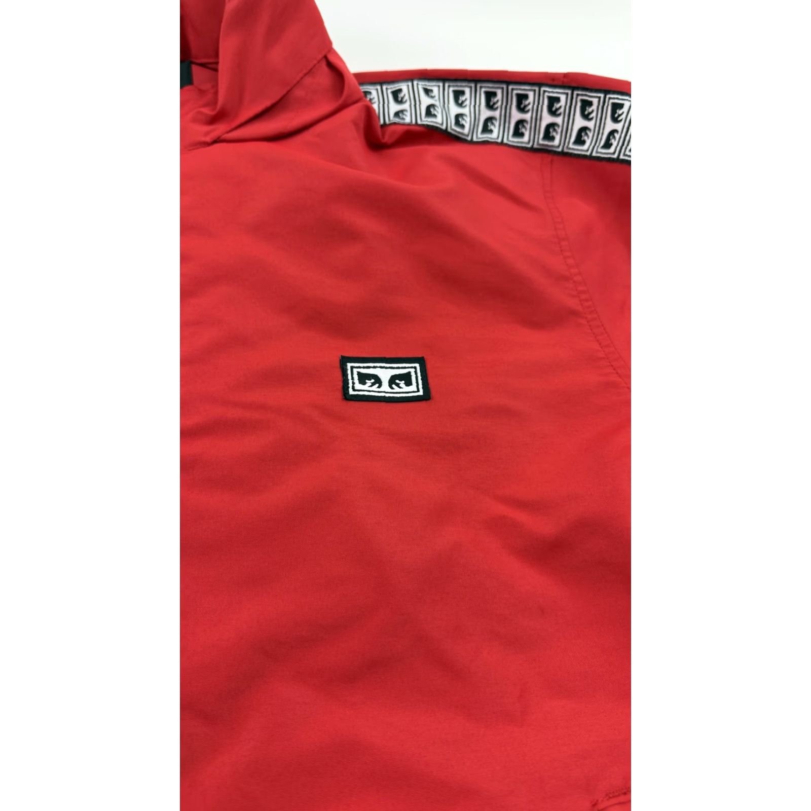 Obey Obey Jacket Mens Medium Red Hooded Full Zip Windbreaker Tape Worldwide Logo Size US M / EU 48-50 / 2 - 6 Thumbnail