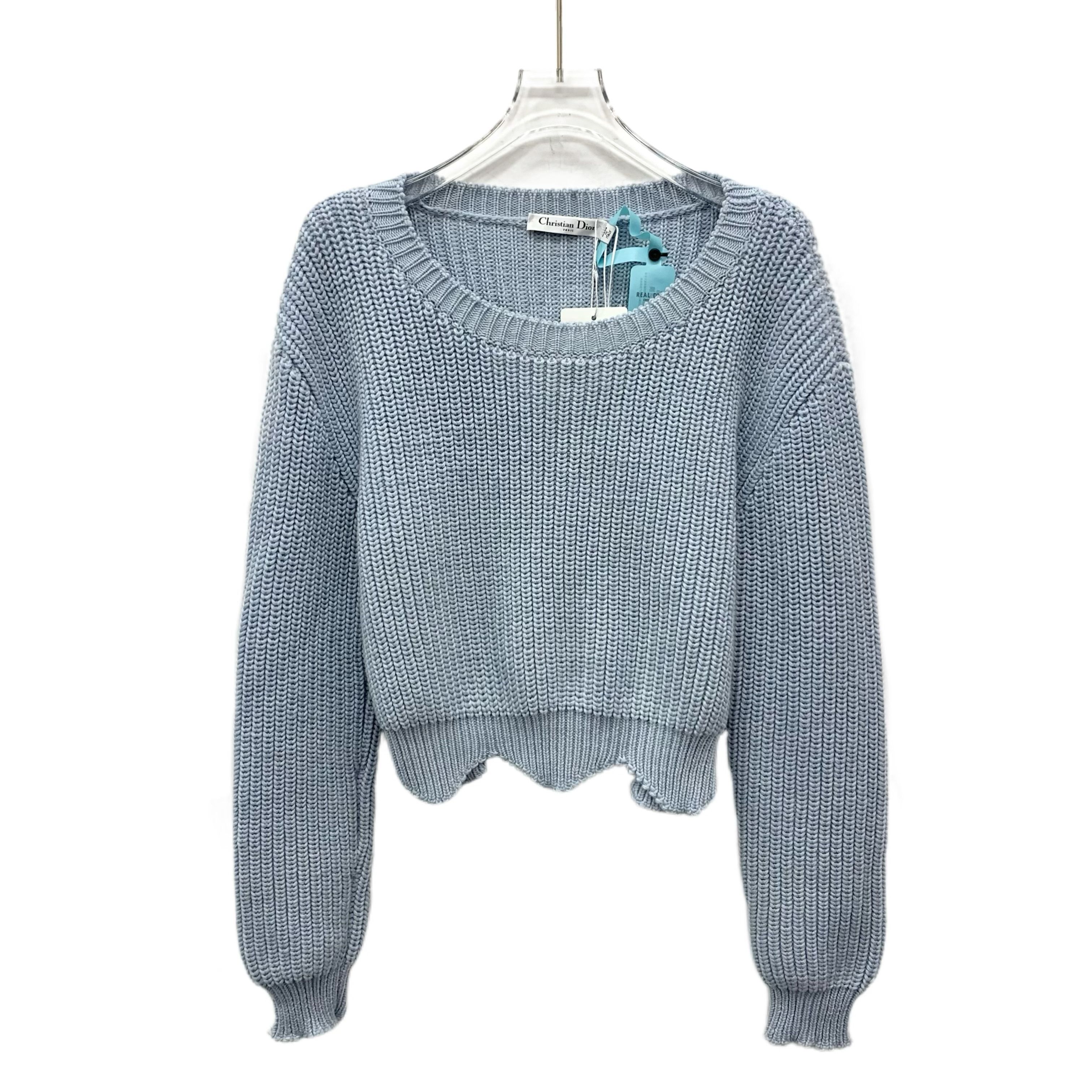 Dior Dior Irregular Lace Wool Sweater Light Blue (34) Size XXS / US 00 / IT 34 - 1 Thumbnail